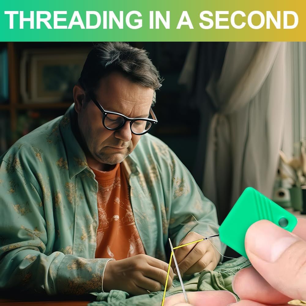 2025 Upgraded Needle Threaders, Sewing Machine Needle Threader, Needle Threaders for Hand Sewing, Embroidery Floss, Yarn, Quickly and Easily Threads Needles Tools (Green) - Image 4