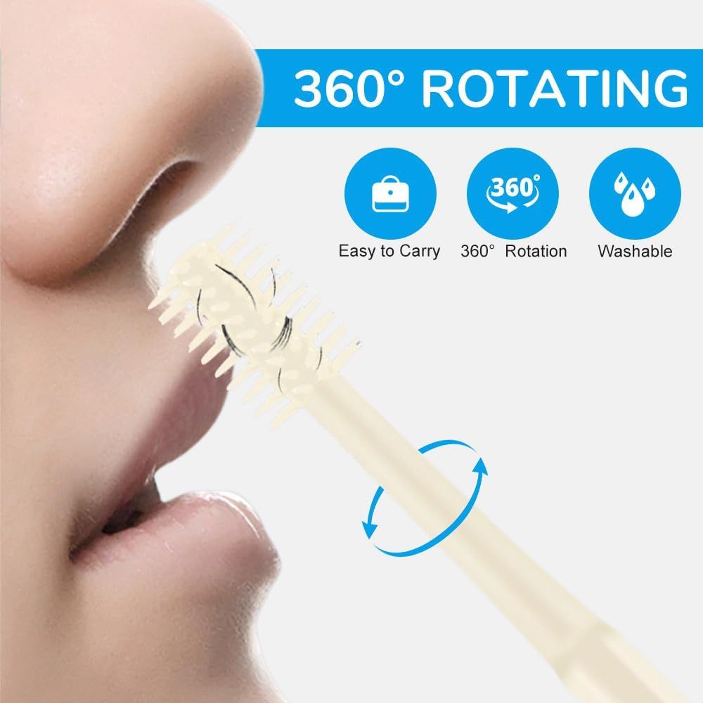 2-in-1 Nose Hair Trimmer for Men & Women, Manual 360° Rotating Multifunctional Nasal Hair Cutter & Ear Pick, Travel Essentials (Blue) - Image 2