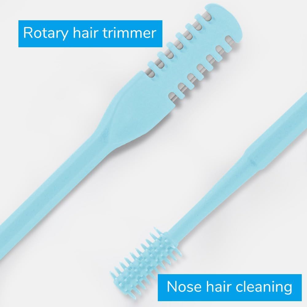 2-in-1 Nose Hair Trimmer for Men & Women, Manual 360° Rotating Multifunctional Nasal Hair Cutter & Ear Pick, Travel Essentials (Blue) - Image 4