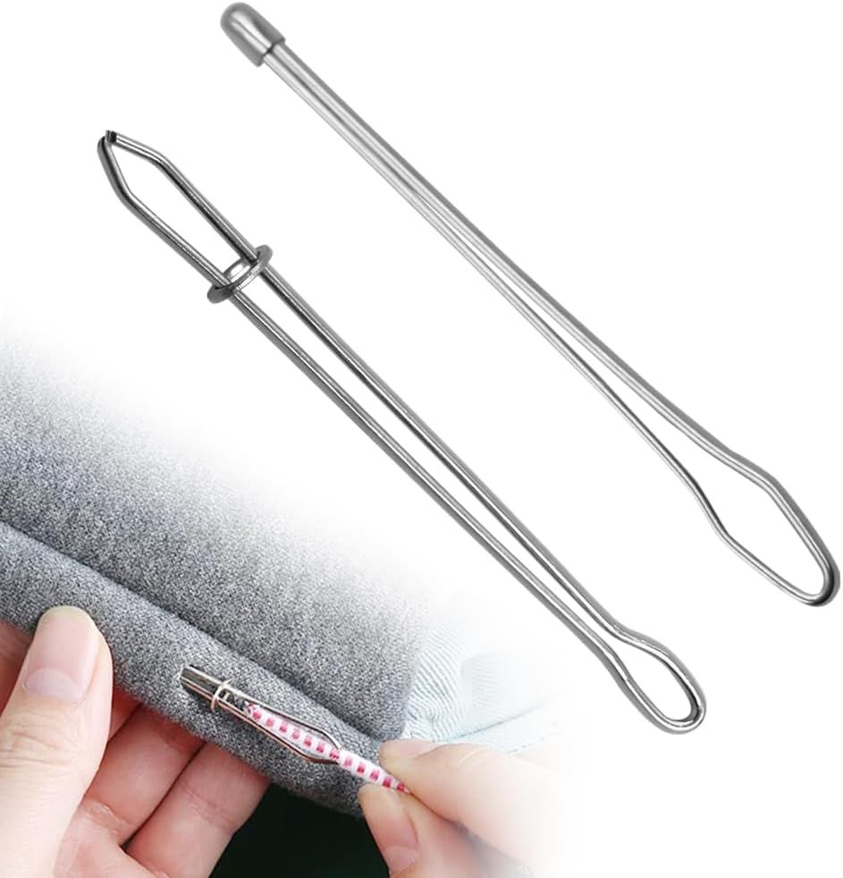 DIY Rope Threader Clip, Metal Easy Pull Drawstring Threader Tool with Tweezer Sewing Tool for Drawstring Replacement for Hoodies, Pants, Shorts, Sewing Supplies Accessories (2) - Image 1