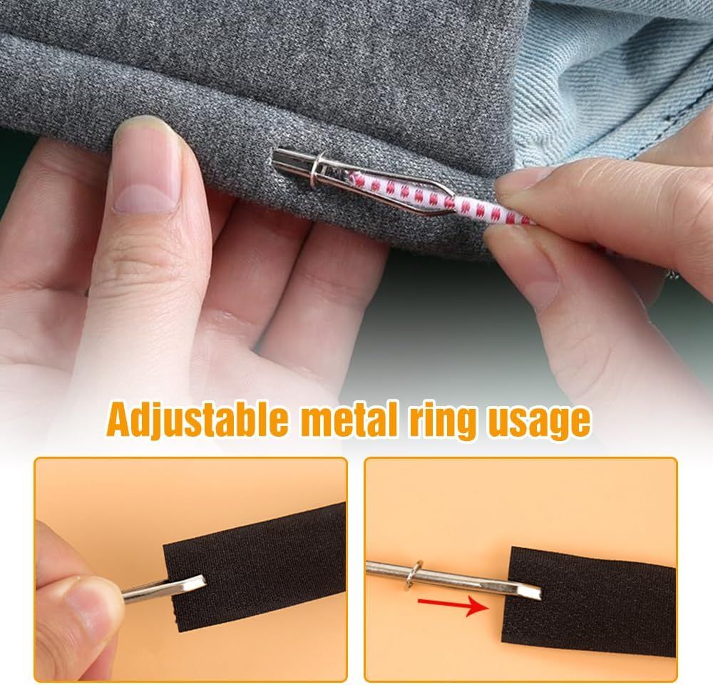 DIY Rope Threader Clip, Metal Easy Pull Drawstring Threader Tool with Tweezer Sewing Tool for Drawstring Replacement for Hoodies, Pants, Shorts, Sewing Supplies Accessories (2) - Image 2
