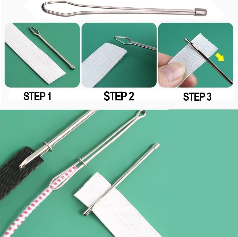 DIY Rope Threader Clip, Metal Easy Pull Drawstring Threader Tool with Tweezer Sewing Tool for Drawstring Replacement for Hoodies, Pants, Shorts, Sewing Supplies Accessories (2) - Image 4