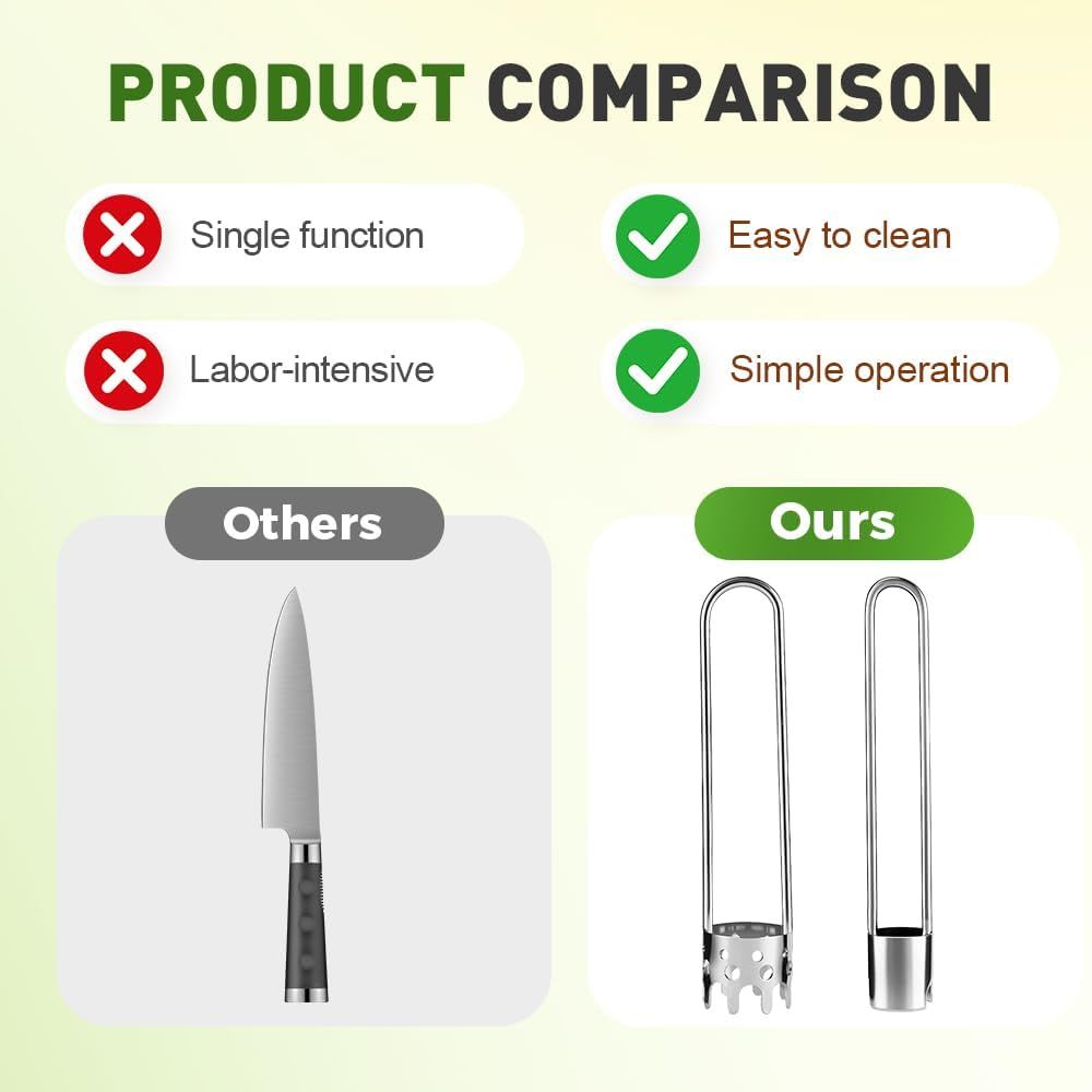 Apple Corer Tool, 2PCS Stainless Steel Fruit & Vegetable Corers for Red Bell Peppers, Apples, Pears - Easy Clean Kitchen Gadget (silver) - Image 6