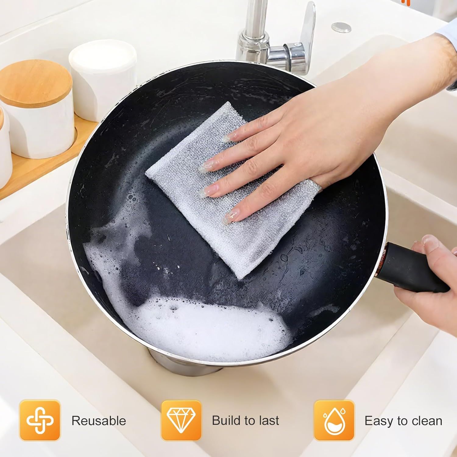 Multipurpose Wire Dishwashing Rag, Non-Scratch Wire Dishcloth for Wet & Dry Use - Reusable Metal Scrubbing Pad for Dishes & Sinks, All-Purpose Kitchen Sponge Cloth (2025 New) (3) - Image 6