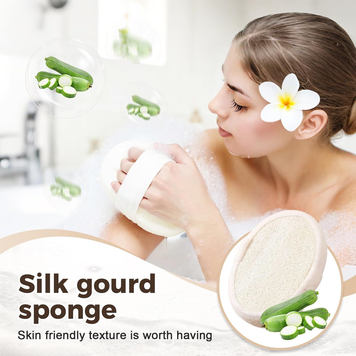 2025 Natural Loofah Sponge - Exfoliating Body Scrubber for Shower, Eco-Friendly Loofah for Men & Women (1pcs) - Image 4