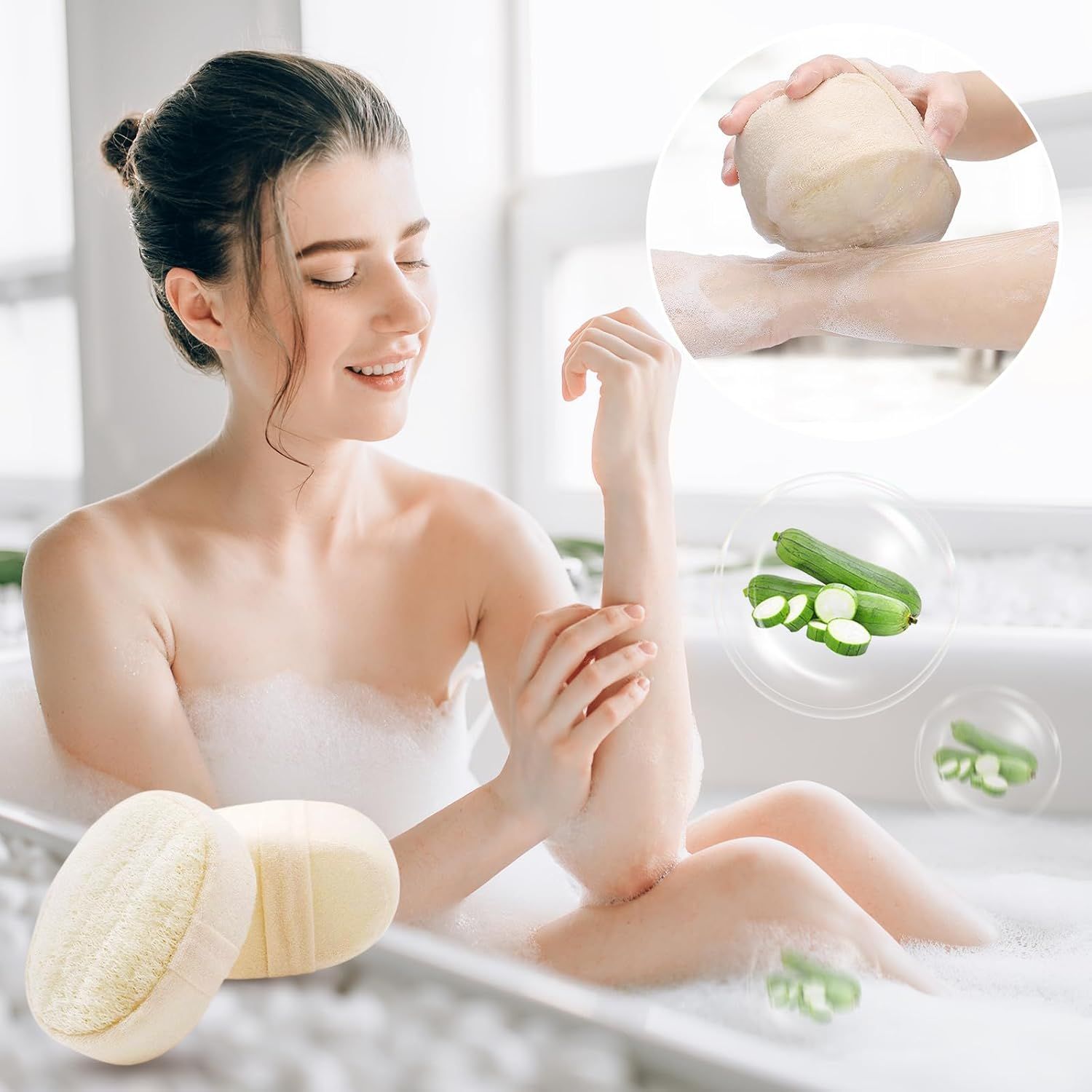 2025 Natural Loofah Sponge - Exfoliating Body Scrubber for Shower, Eco-Friendly Loofah for Men & Women (1pcs) - Image 7