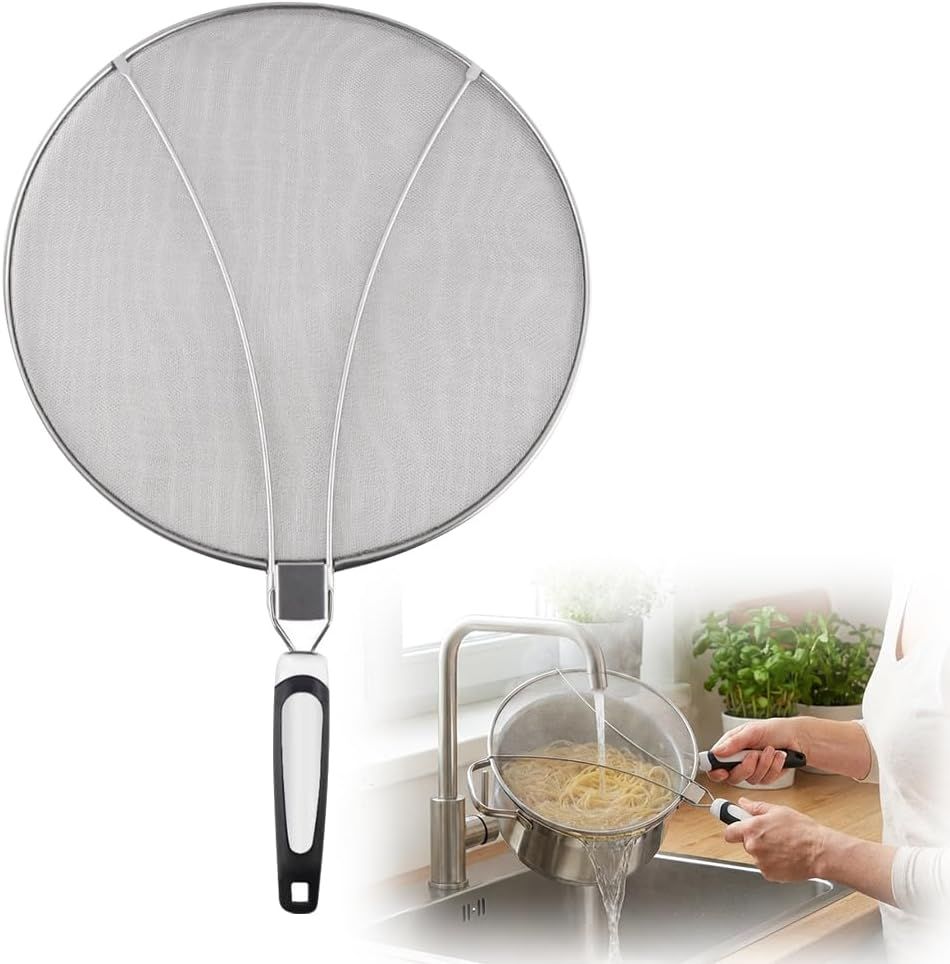 Stainless Steel Grease Splatter Guard, 11-Inch Fine Mesh Cover with Adjustable Comfort Grip Handle, Oil Splash Screen for Frying Pan, Cooking Pots, Skillet (1) - Image 1