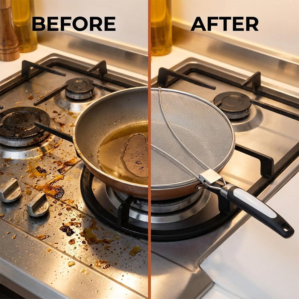 Stainless Steel Grease Splatter Guard, 11-Inch Fine Mesh Cover with Adjustable Comfort Grip Handle, Oil Splash Screen for Frying Pan, Cooking Pots, Skillet (1) - Image 5