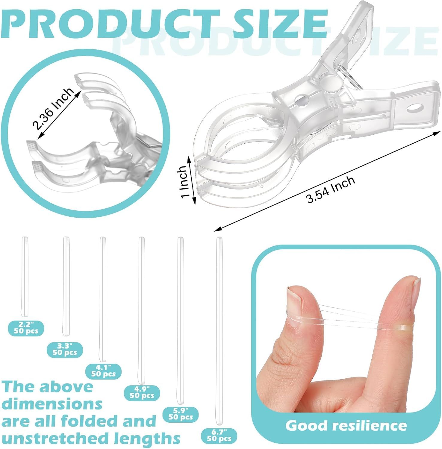 10 Pack Large Balloon Arch Clips 3.5 Inch Heavy Duty Clip and 300 Pcs Clear Rubber Bands for Balloon Arch Frame Garland Wall Birthday Decorations Crafts Woodworking Photography Studios - Image 3