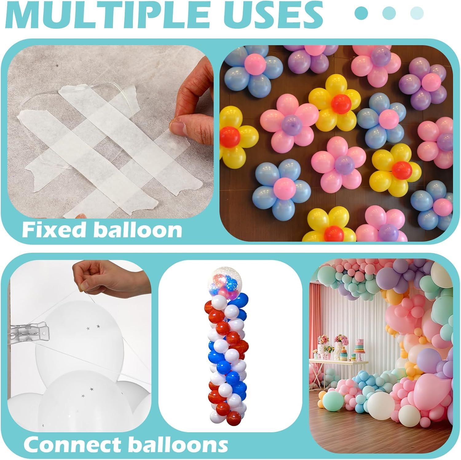 10 Pack Large Balloon Arch Clips 3.5 Inch Heavy Duty Clip and 300 Pcs Clear Rubber Bands for Balloon Arch Frame Garland Wall Birthday Decorations Crafts Woodworking Photography Studios - Image 6