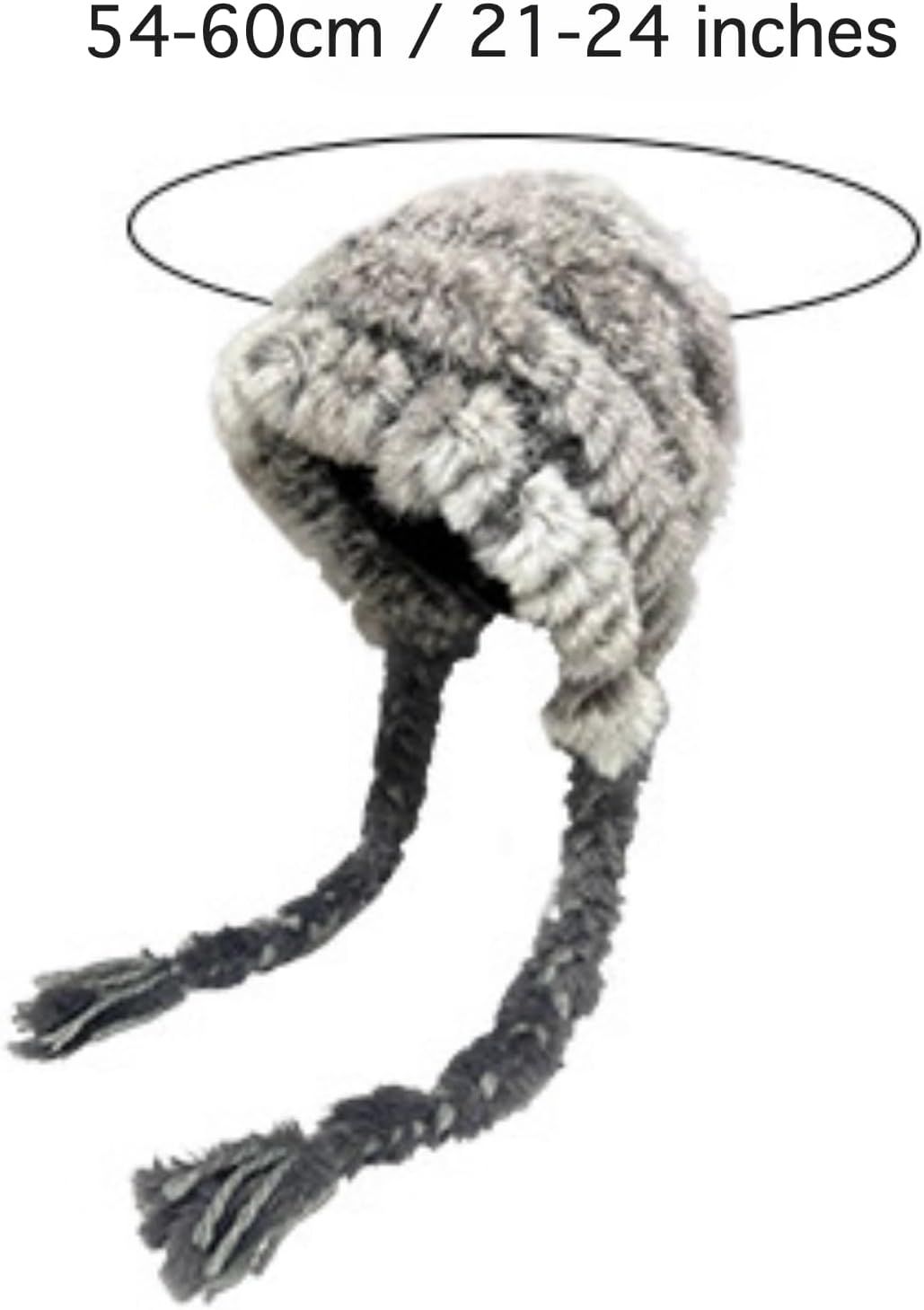 Women's Thick Rabbit Fur Knit Beanie Hat with Nordic Braids for Winter Warm, Ear Protection Thermal Headwear - Image 7