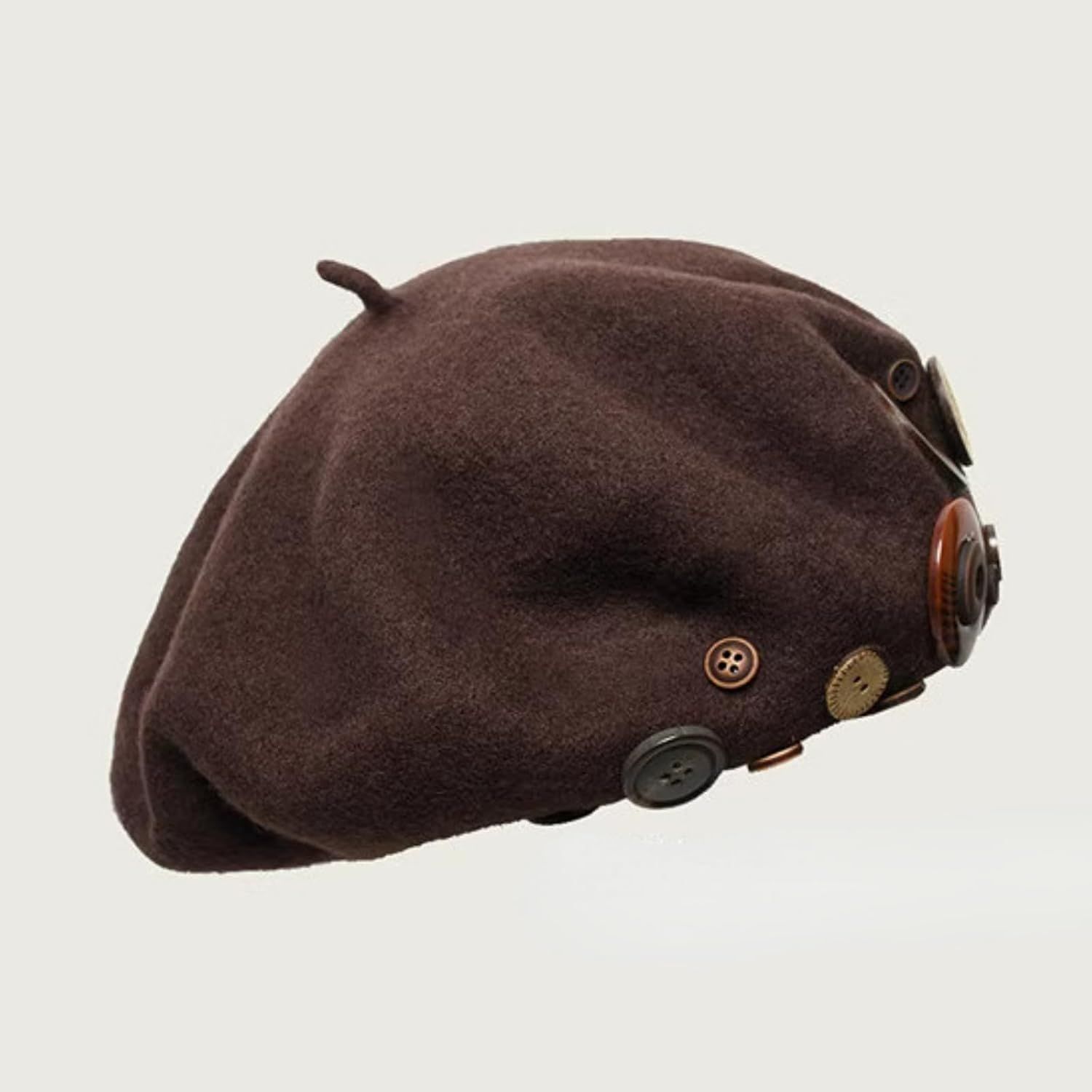 Women's Wool Blend Felt Beret Hat with Retro Button Detail, Fall Winter Fashion Artistic Cap Korean Style - Image 4