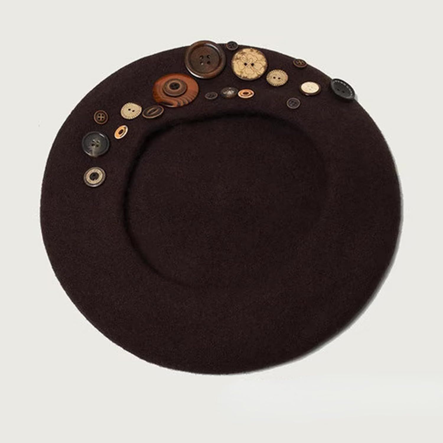 Women's Wool Blend Felt Beret Hat with Retro Button Detail, Fall Winter Fashion Artistic Cap Korean Style - Image 5