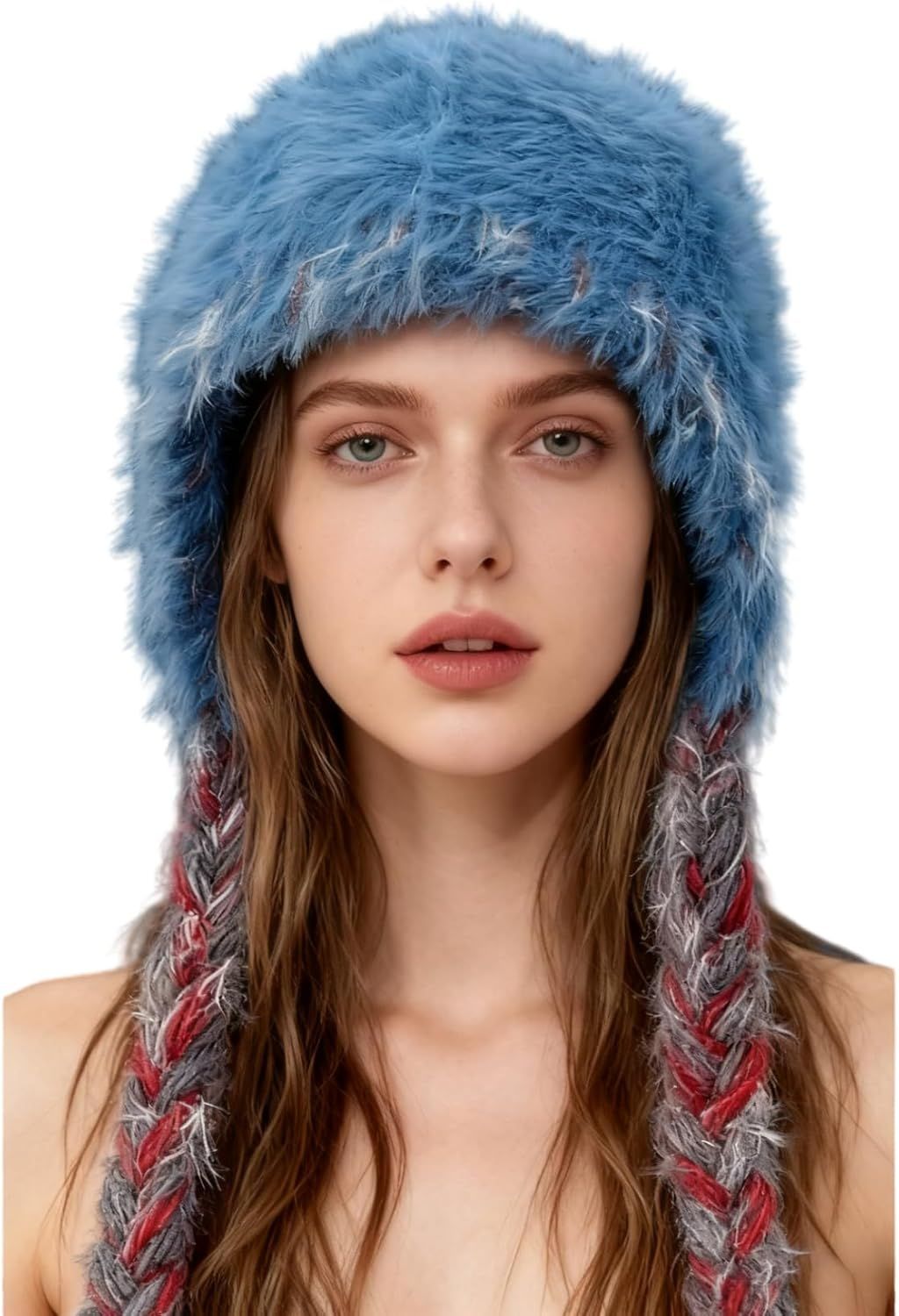 Women's Warm Plush Thick Knit Beanie Hat with Braids for Winter, Cute Ear Warmer Cap for Cold Fashion - Image 1