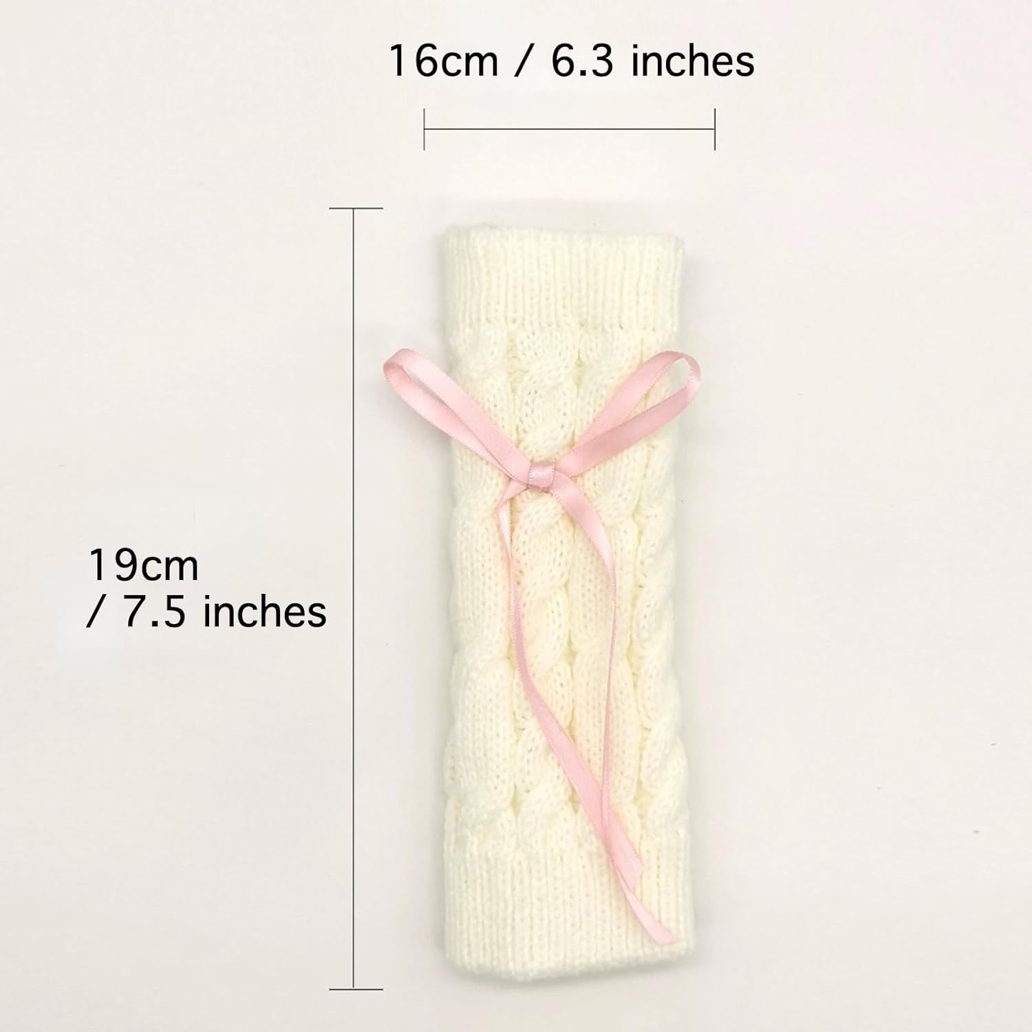 Cable Knitted Hand Warmer Half Finger Mittens with Silky Bowknot, Women's Arm Warmers Sleeve Gloves for Winter - Image 5