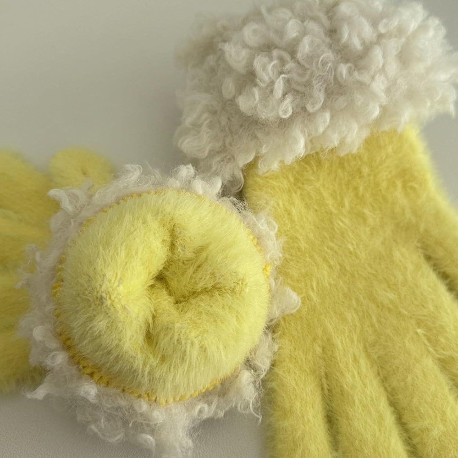 Women's Soft Plush Touch Screen Gloves, Cute Winter Warm Knitted Hand Muffs with Index Thumb Finger Holes - Image 5