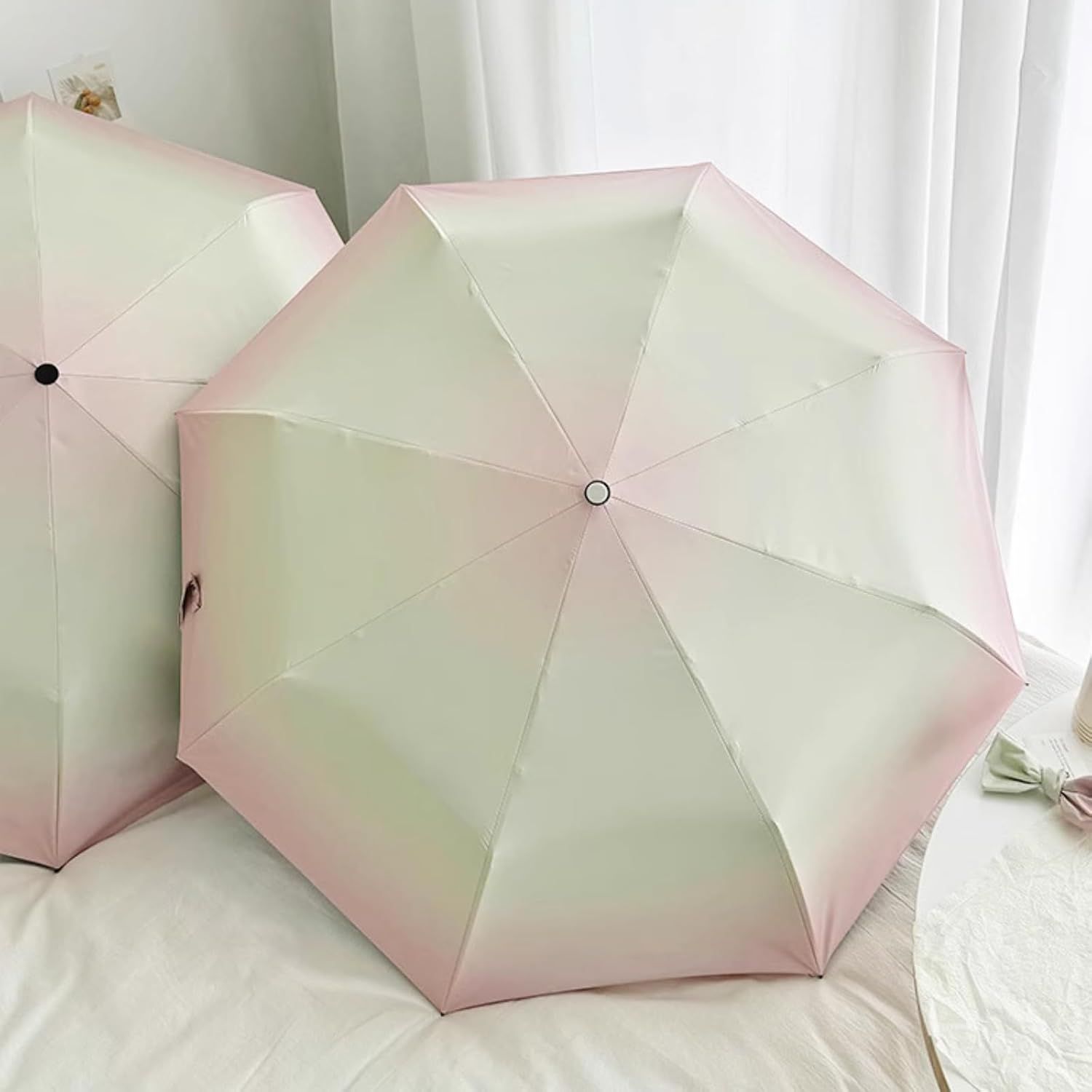 Ombré Auto Open Rain & Sun UPF 50+ UV Protection Umbrella, Portable Travel Folding Umbrella with Cover Bag - Image 2