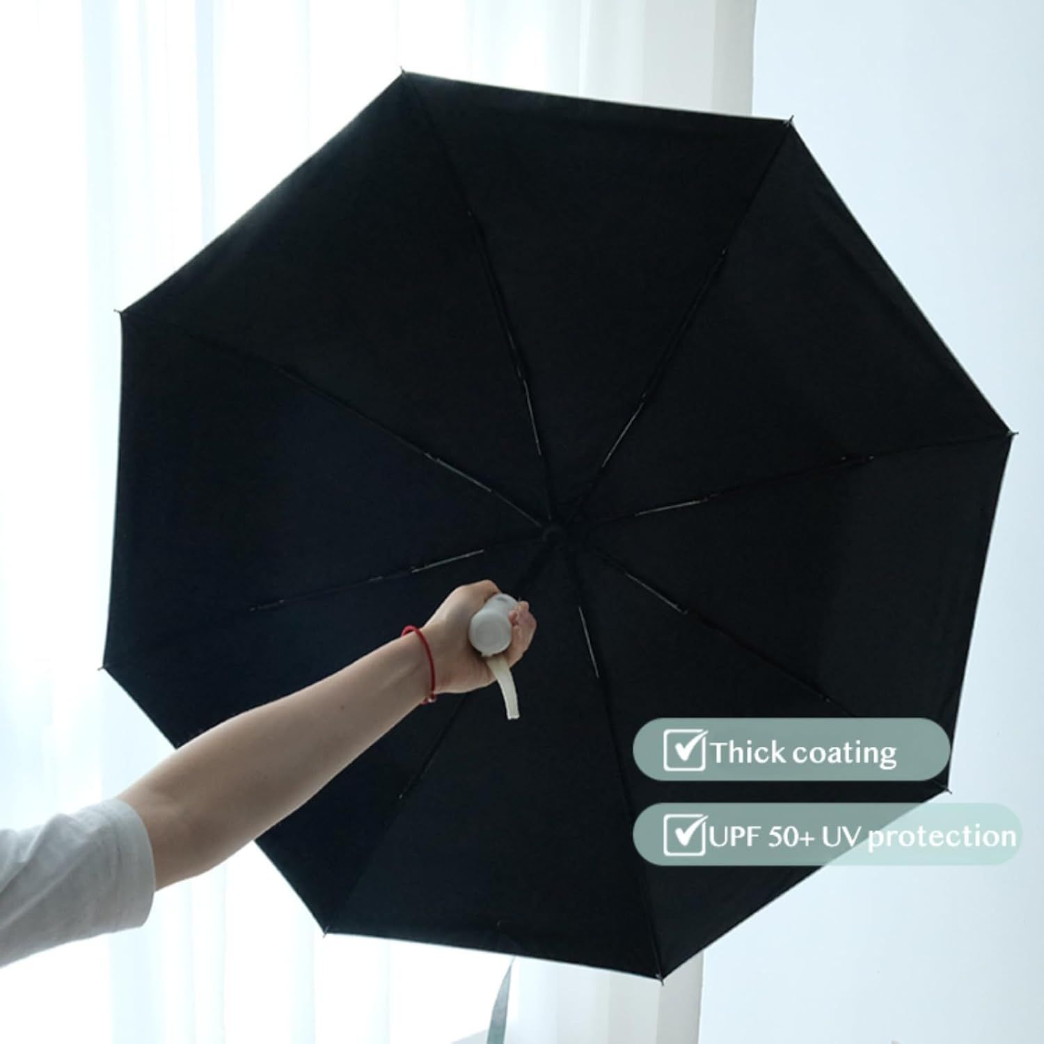 Ombré Auto Open Rain & Sun UPF 50+ UV Protection Umbrella, Portable Travel Folding Umbrella with Cover Bag - Image 3