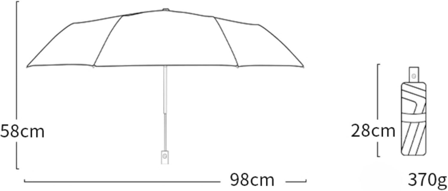 Ombré Auto Open Rain & Sun UPF 50+ UV Protection Umbrella, Portable Travel Folding Umbrella with Cover Bag - Image 4
