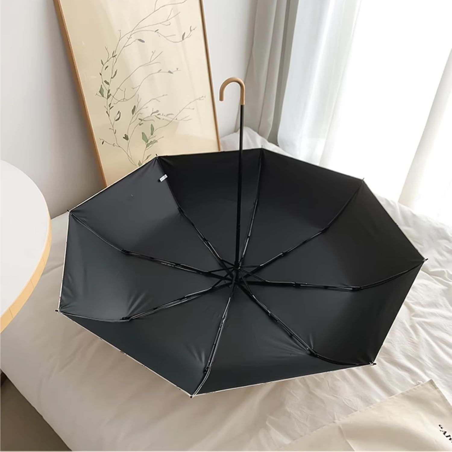 Portable Cherry Sun Umbrella with UPF50+ UV Protection, Foldable Compact Sun & Rain Travel Umbrellas with Curved Hook - Image 6