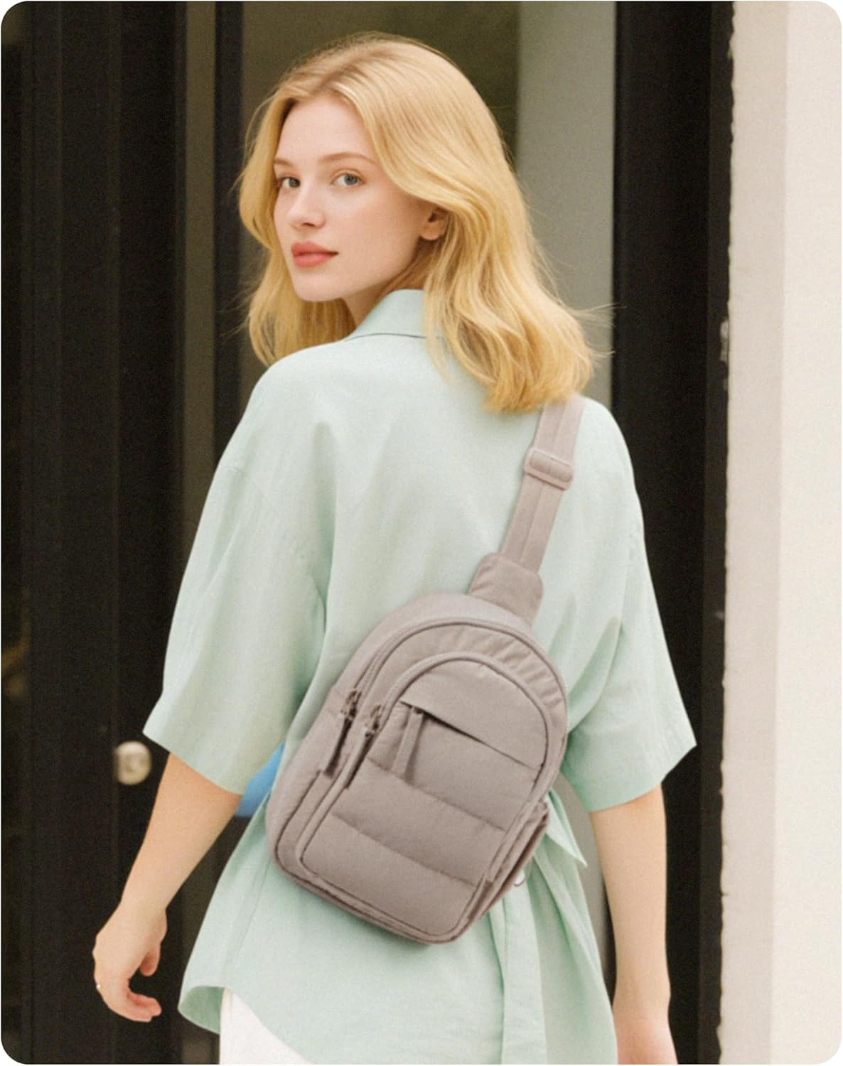 Small Sling Bag for Women, Puffer Crossbody Bag Purses Hobo Handbag Fanny Packs for Travel Hiking - Image 2