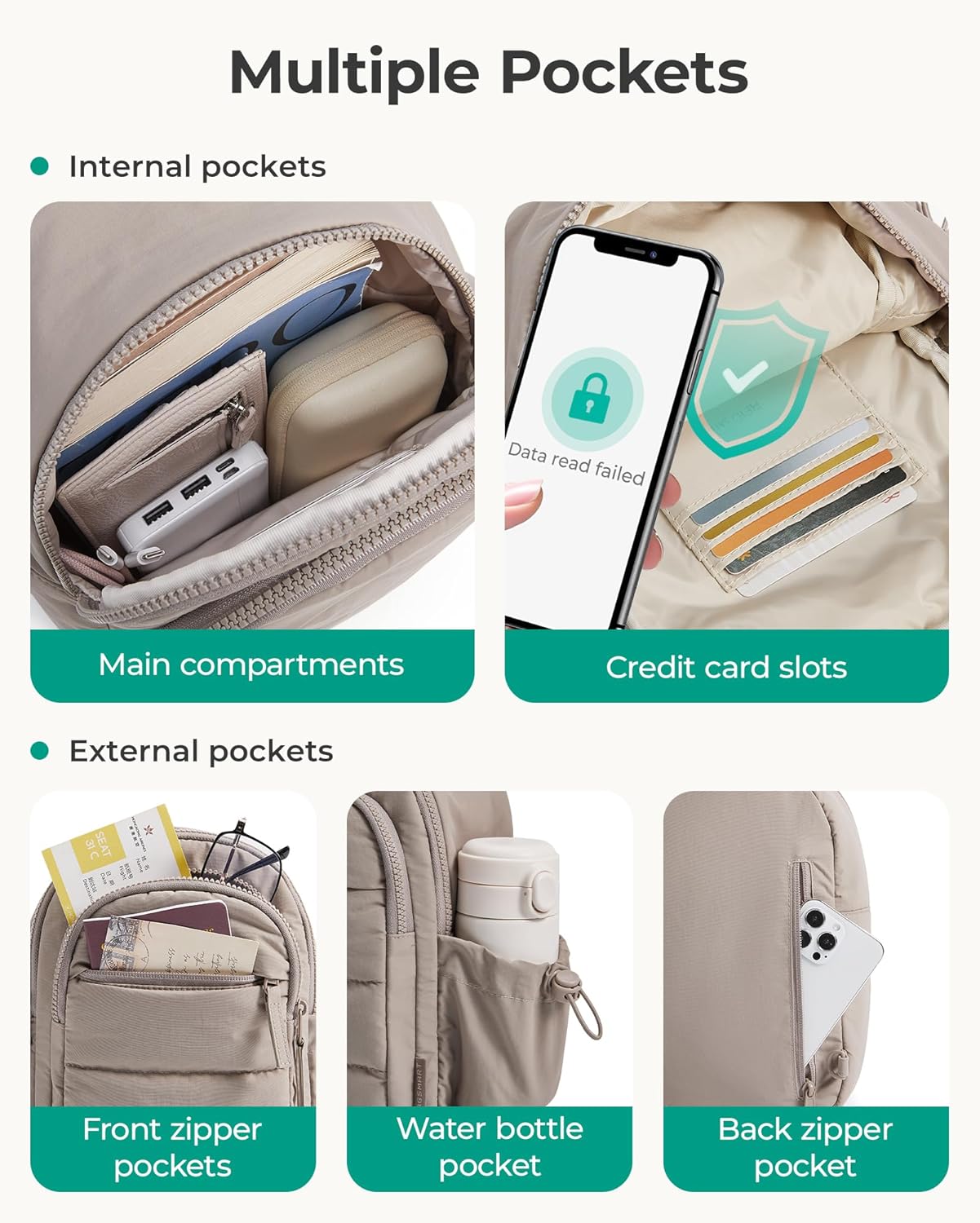 Small Sling Bag for Women, Puffer Crossbody Bag Purses Hobo Handbag Fanny Packs for Travel Hiking - Image 3