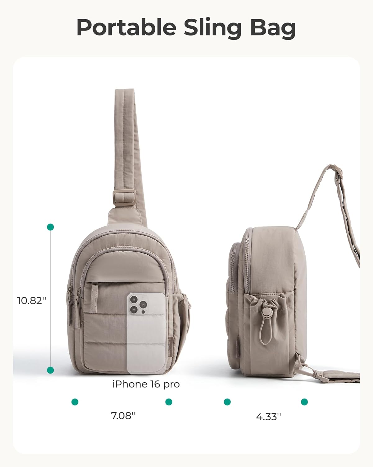 Small Sling Bag for Women, Puffer Crossbody Bag Purses Hobo Handbag Fanny Packs for Travel Hiking - Image 4