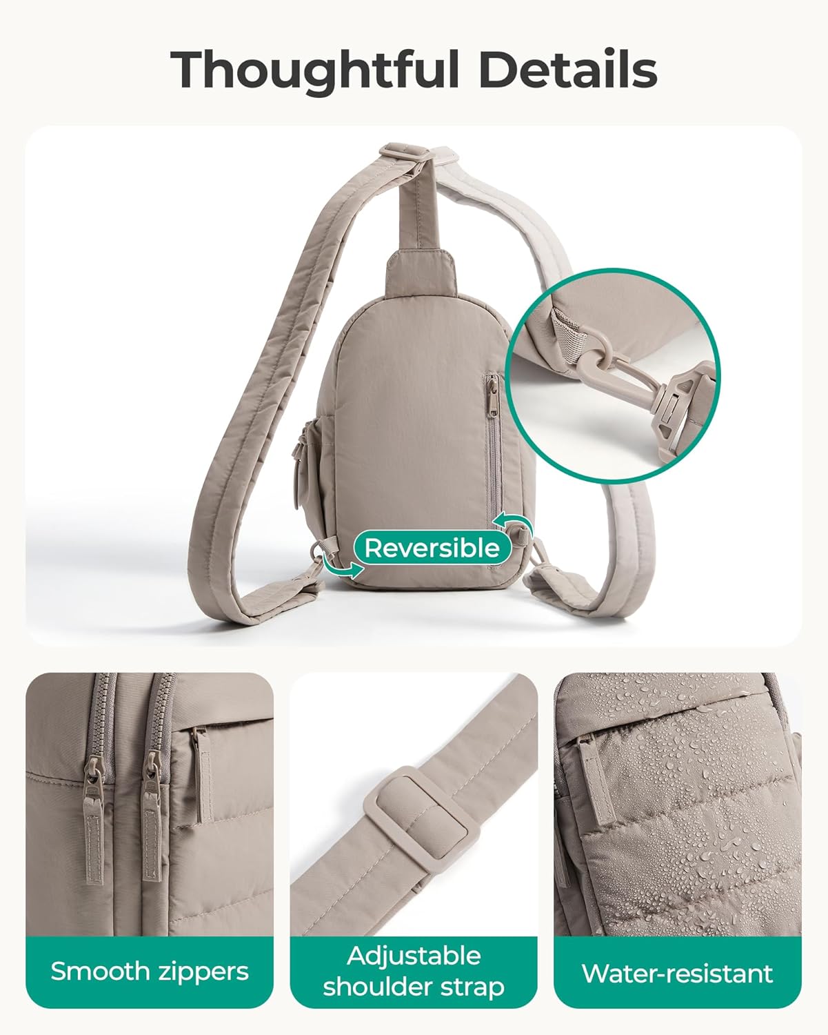 Small Sling Bag for Women, Puffer Crossbody Bag Purses Hobo Handbag Fanny Packs for Travel Hiking - Image 5