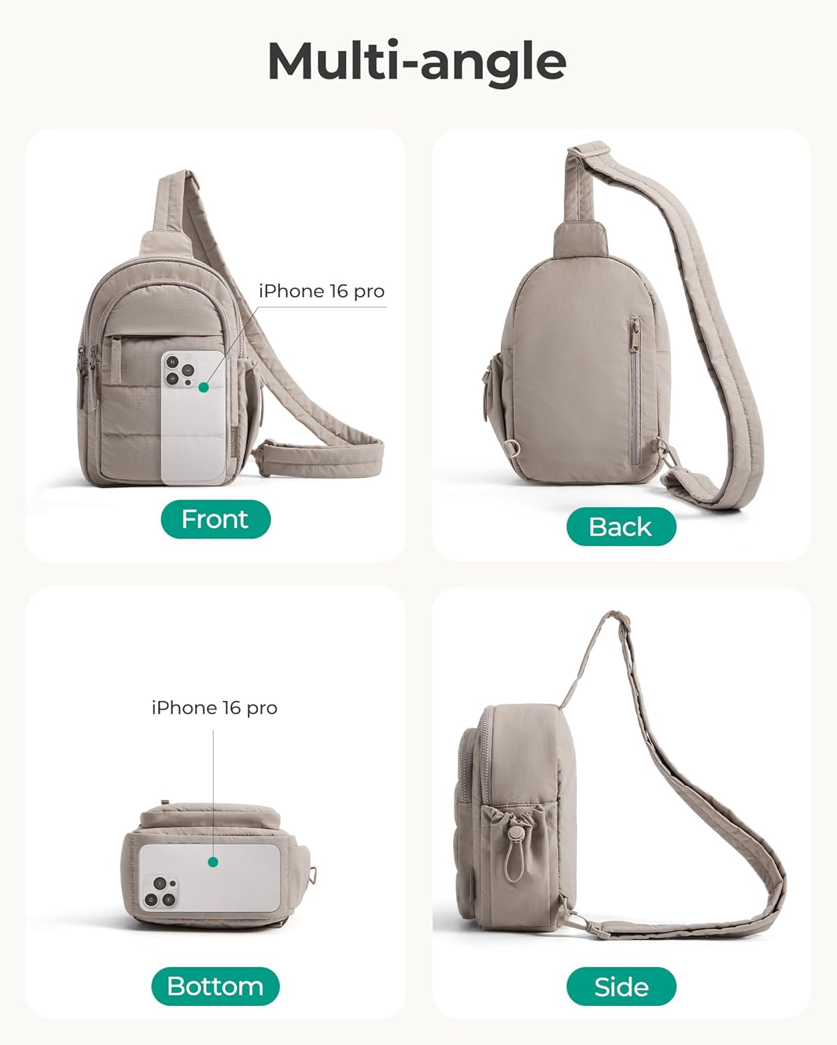 Small Sling Bag for Women, Puffer Crossbody Bag Purses Hobo Handbag Fanny Packs for Travel Hiking - Image 6