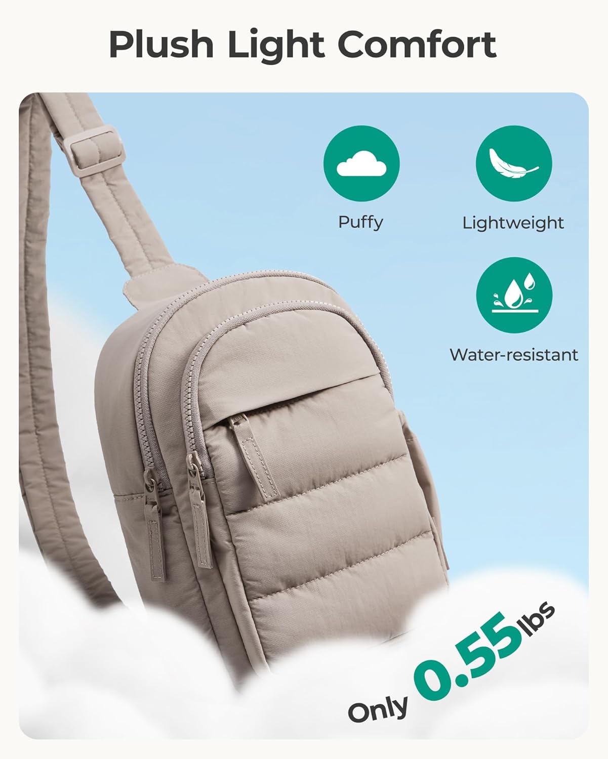 Small Sling Bag for Women, Puffer Crossbody Bag Purses Hobo Handbag Fanny Packs for Travel Hiking - Image 7