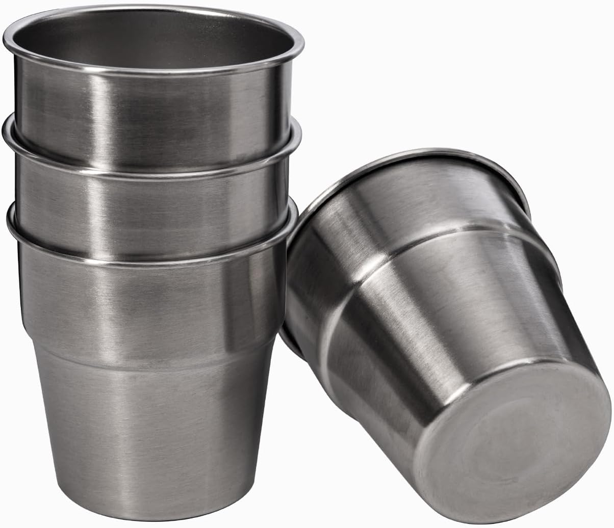 Camping Cups - Stainless Steel, 4 Pack, Unbreakable Metal Cups for Drinking, Stackable for Easy Storage - Durable Outdoor Drinkware for Camping, Hiking, and Traveling - Image 1