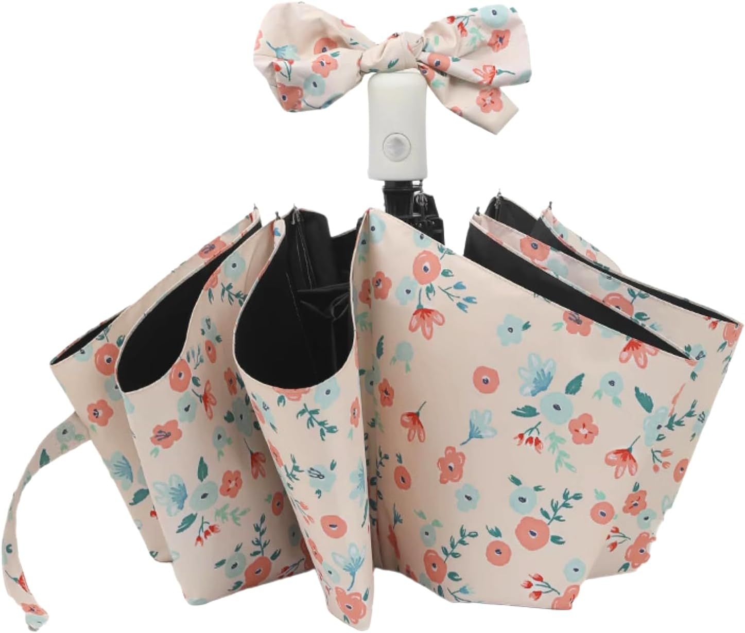 French Style Floral Foldable UV Protection Umbrella for Women, Automatic Open Close Sun & Rain Portable Mini Compact Travel Umbrellas - Image 1