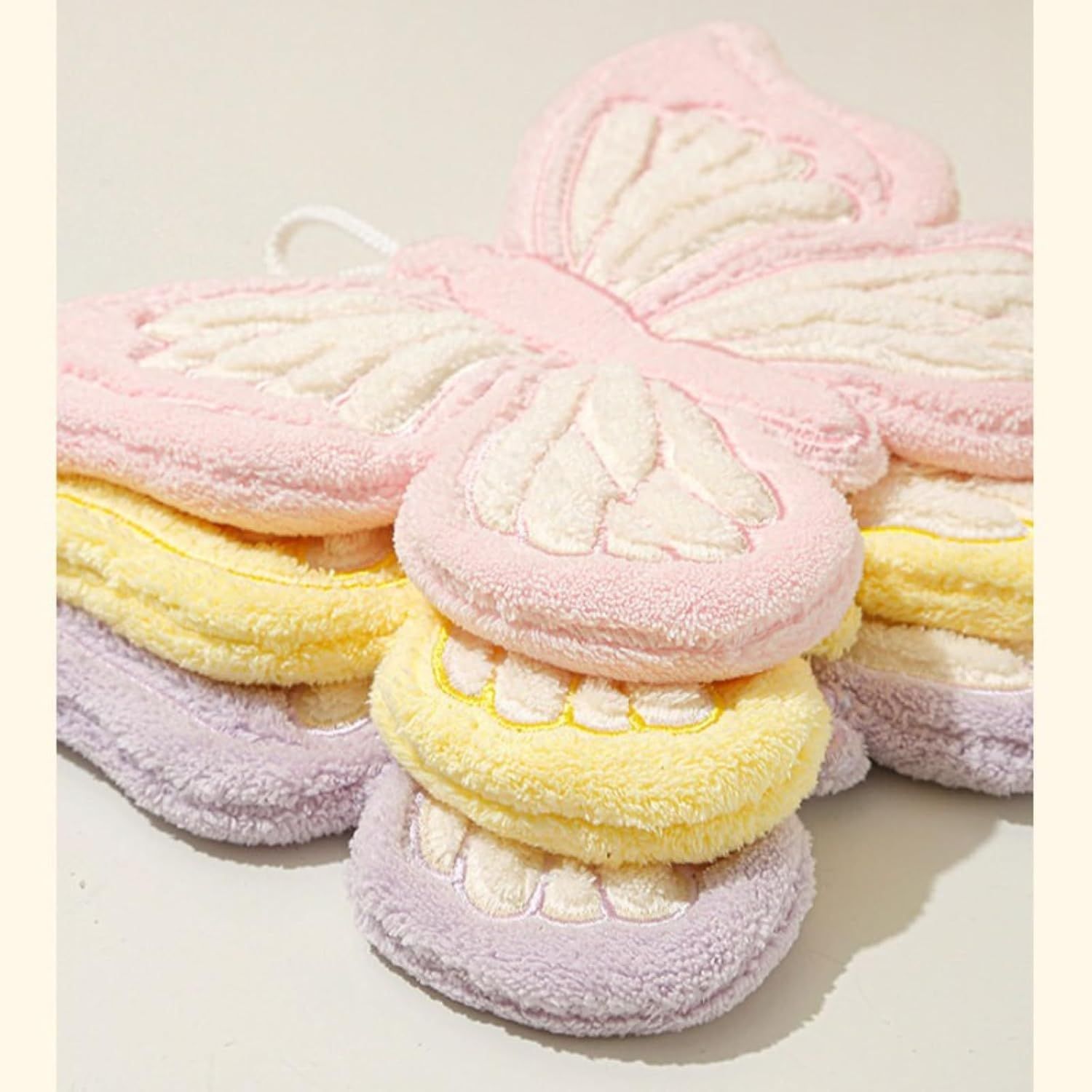 Butterfly Shaped Hanging Hand Towel 3 Pcs Set, Extra Thick Coral Fleece Ultra Absorbent Kitchen Bathroom Towel with Loop - Image 3