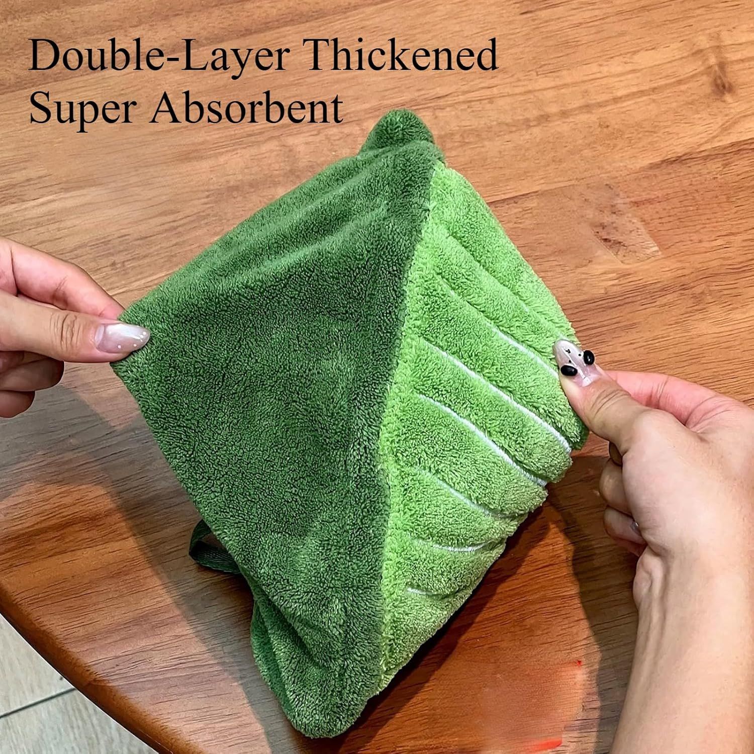 2 Pcs Set Leaf Design Coral Fleece Hand Towel Soft Absorbent Towel for Kitchen, Bathroom, and Countertop Decor - Image 7