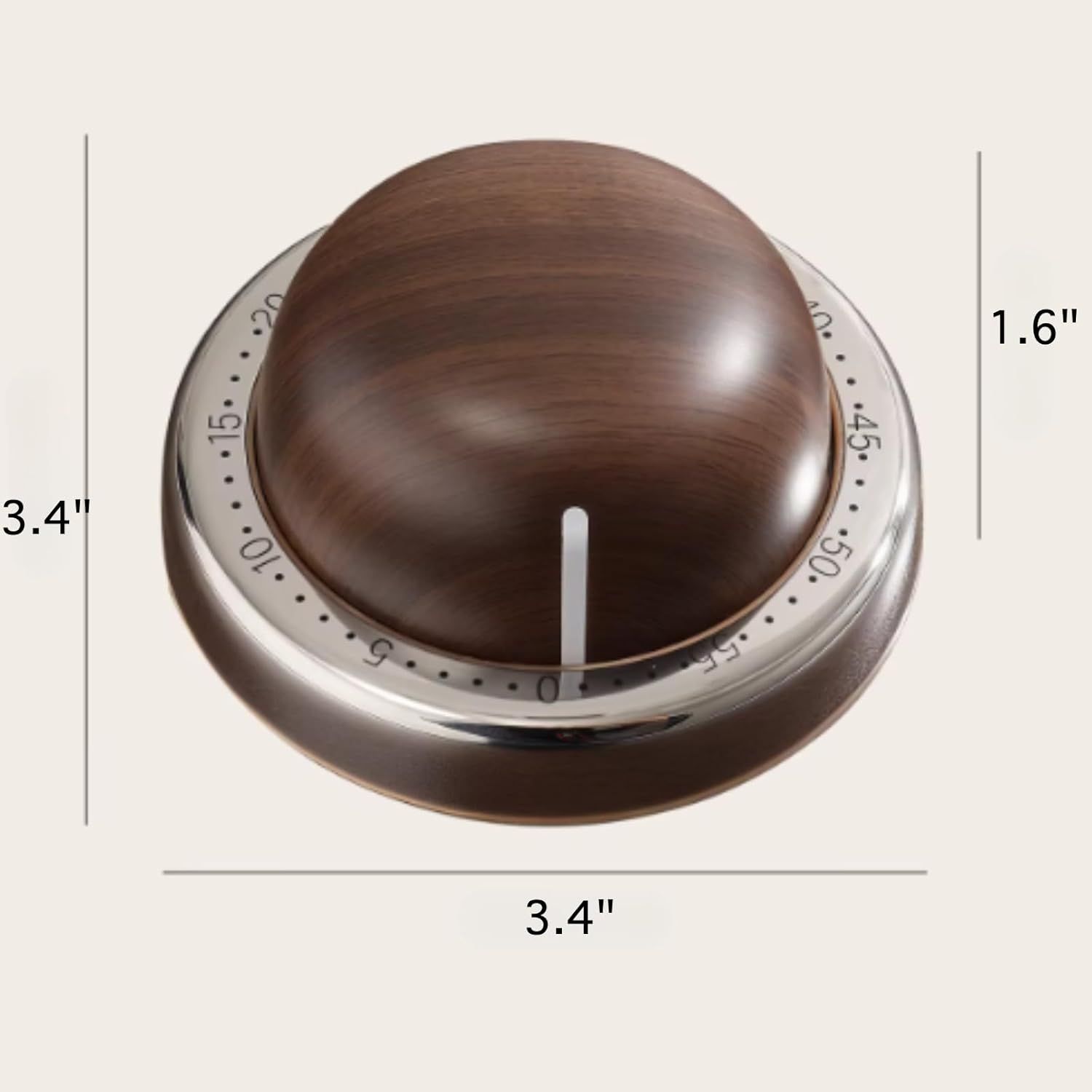 Modern Mechanical Kitchen Timer with Wood Grain Design, Stainless Steel Base, Easy-to-Use Cooking Timer for Home - Image 3