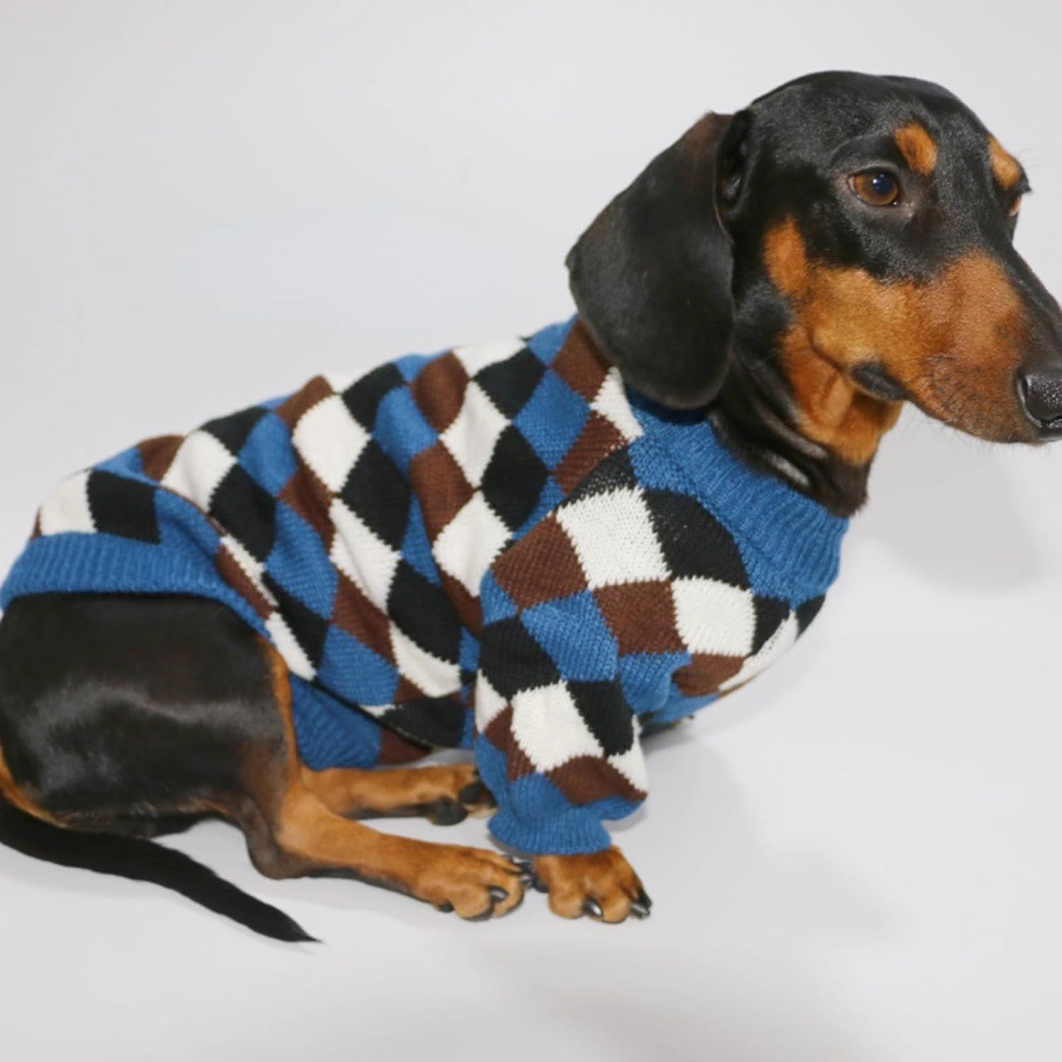 Small Medium Size Dog Cat Winter Sweater, Warm Thick Argyle Pattern Knitted Pullover Clothing for Pet (Small) - Image 2
