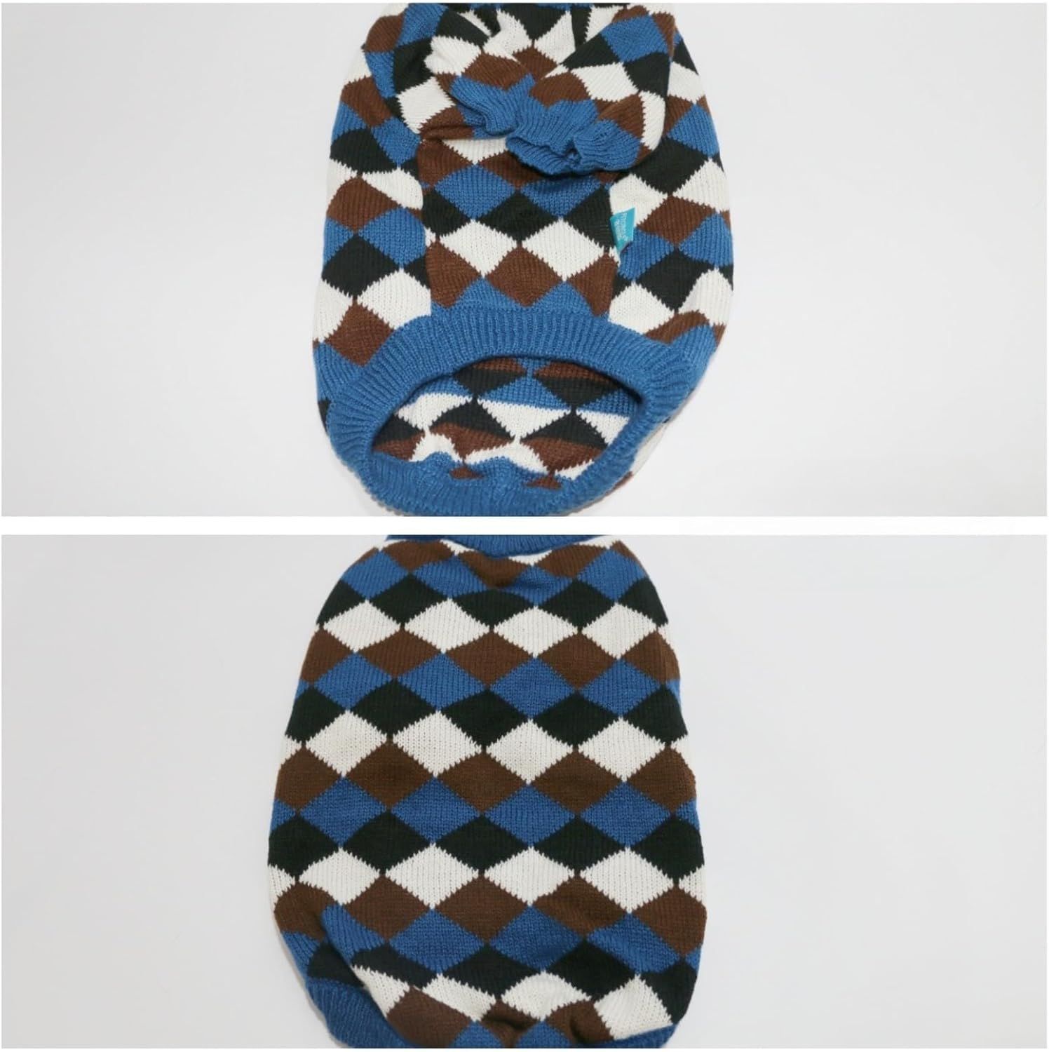 Small Medium Size Dog Cat Winter Sweater, Warm Thick Argyle Pattern Knitted Pullover Clothing for Pet (Small) - Image 5