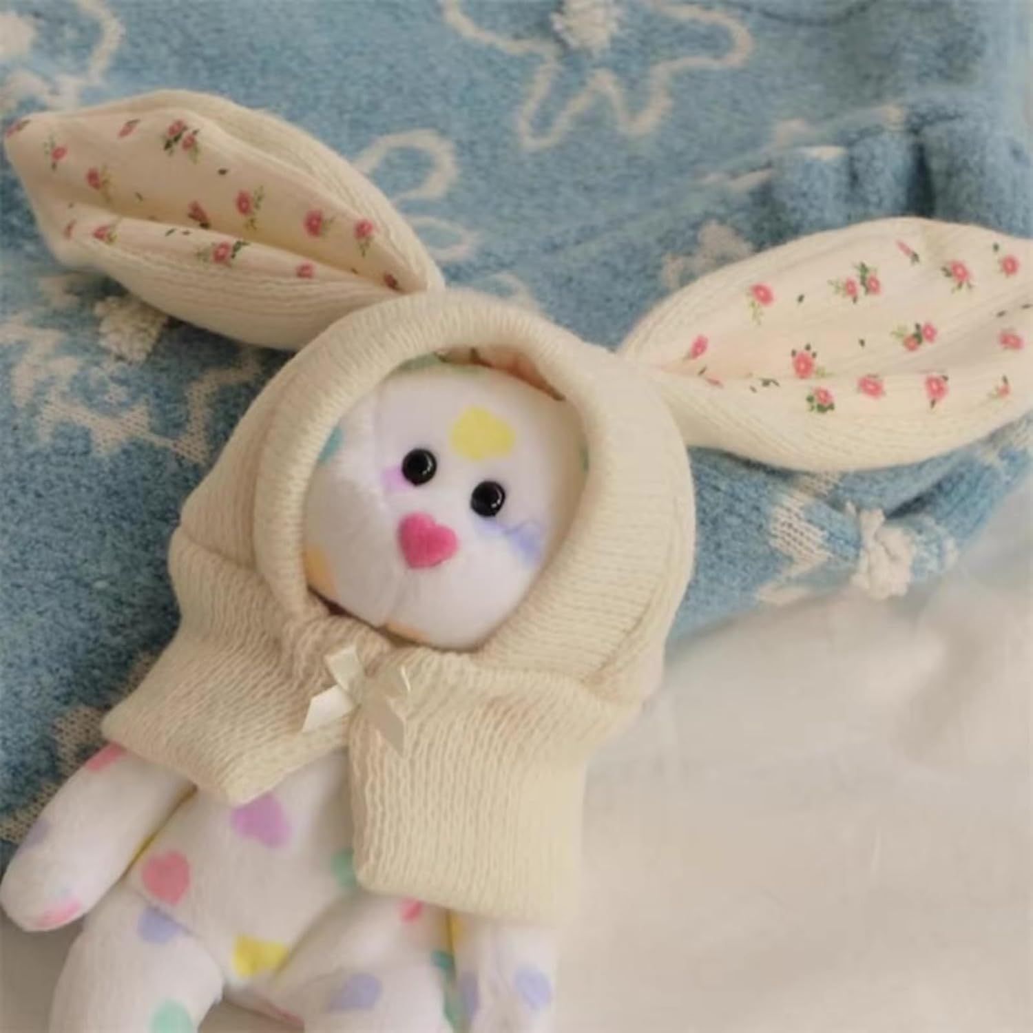 Small Dogs Cats Knitted Snood Cute Hat with Rabbit Ears for Winter Warm, Pet Scarf Headwear Accessory for Photo (White,L) - Image 5