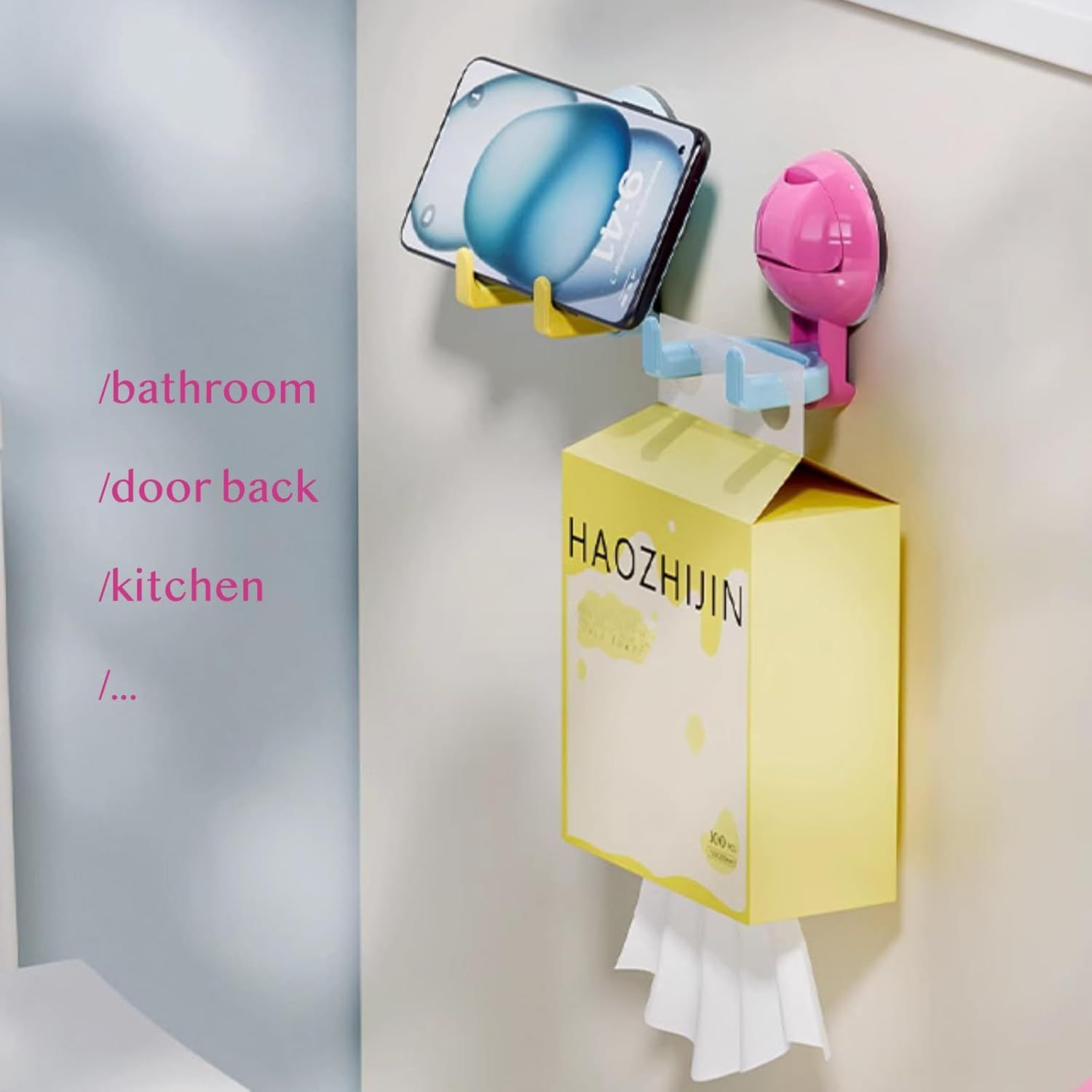 No-Trace No-Drill Vacuum Suction Cup Hook for Kitchen Bathroom, 3/6 Pack Colorful Dual-Head Door Back Towel Hangers (Pink Blue Purple,6) - Image 7