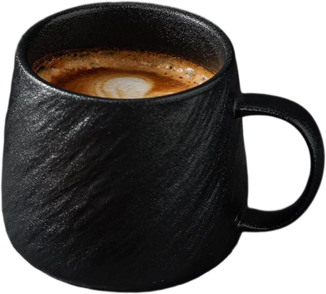 17 Oz Minimalist Ceramic Coffee Mug Tea Mug with Rock Texture Surface, Large Capacity Drinking Cup for Office Home (black,17 Oz) - Image 1