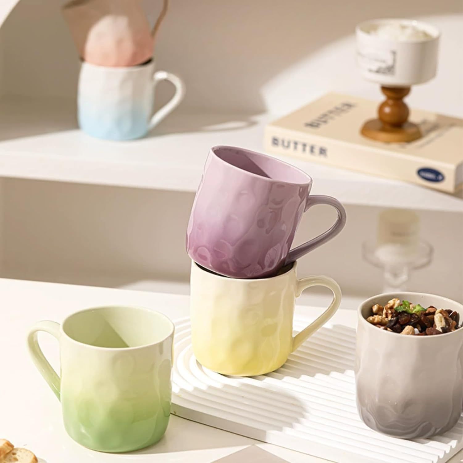 13 Oz Ombre Ceramic Coffee Mug Tea Mug, Home Drinking Cups for Matching Family and Couples (purple,13 Oz) - Image 2