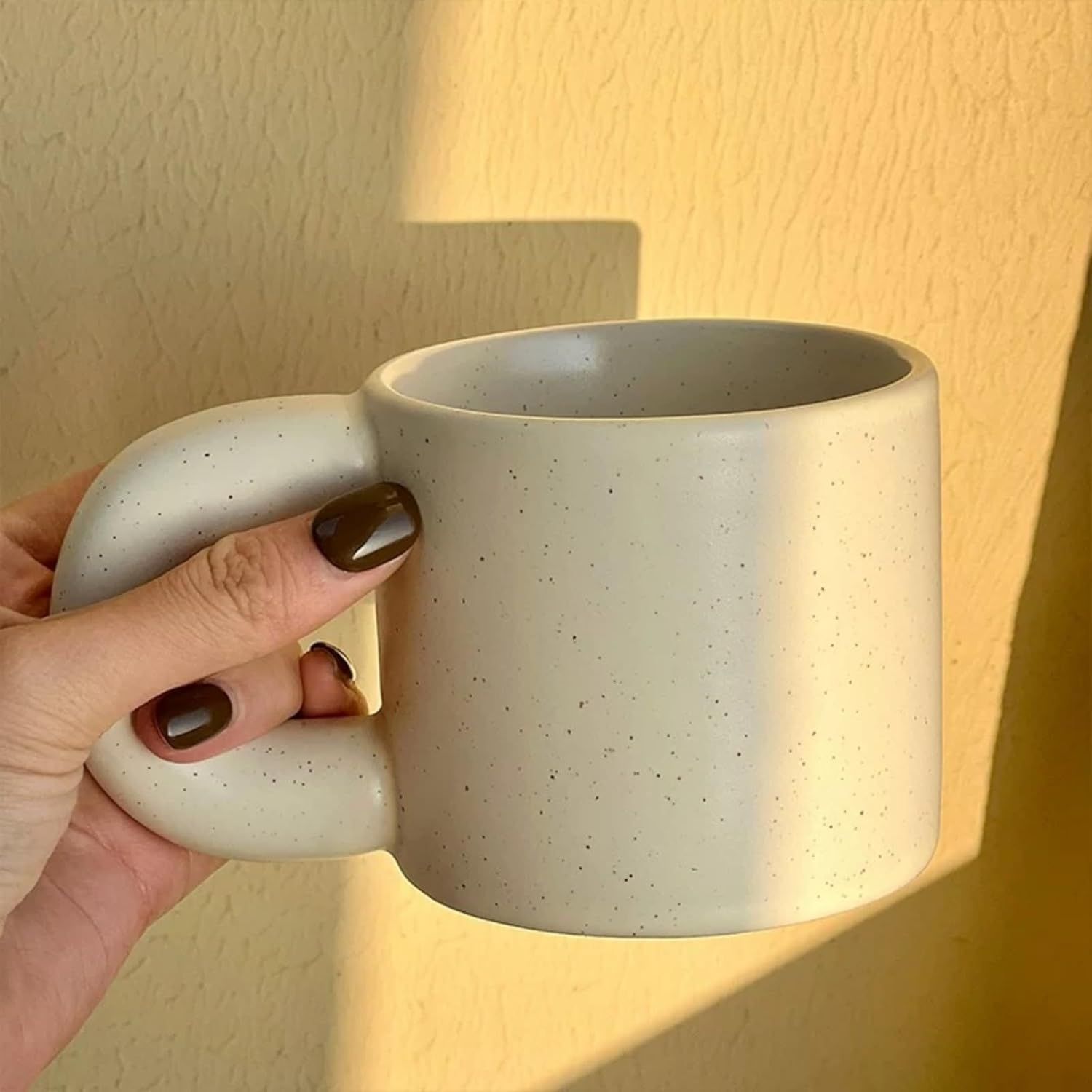 10 Oz Checkerboard/Polka Dot Coffee Mug Tea Mug, Classic Ceramic Cups for Home Office (Cream,10 Oz) - Image 3