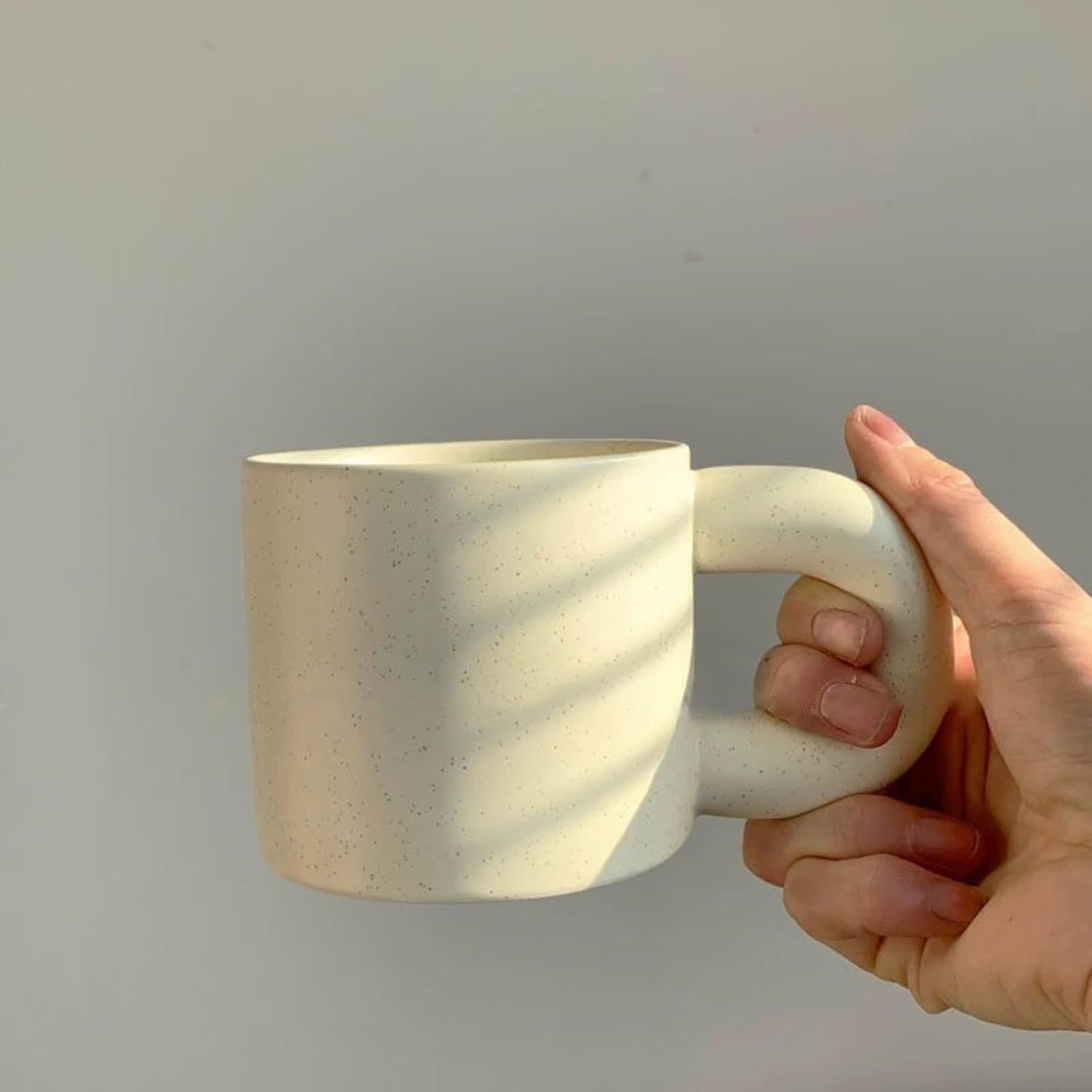 10 Oz Checkerboard/Polka Dot Coffee Mug Tea Mug, Classic Ceramic Cups for Home Office (Cream,10 Oz) - Image 6