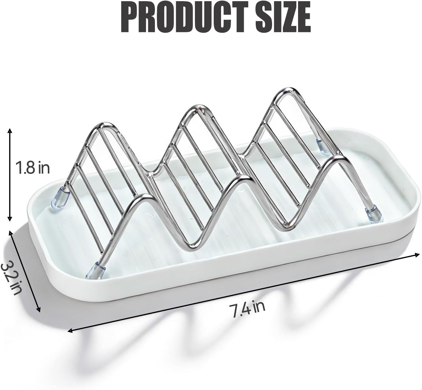 Shower Soap Shampoo Bar Holder, Stainless Steel Self Draining Bathroom Soap Dish Holder with Water Tray, Shower Caddy for Shampoo Bars, Conditioner Bars & Soap (7.4