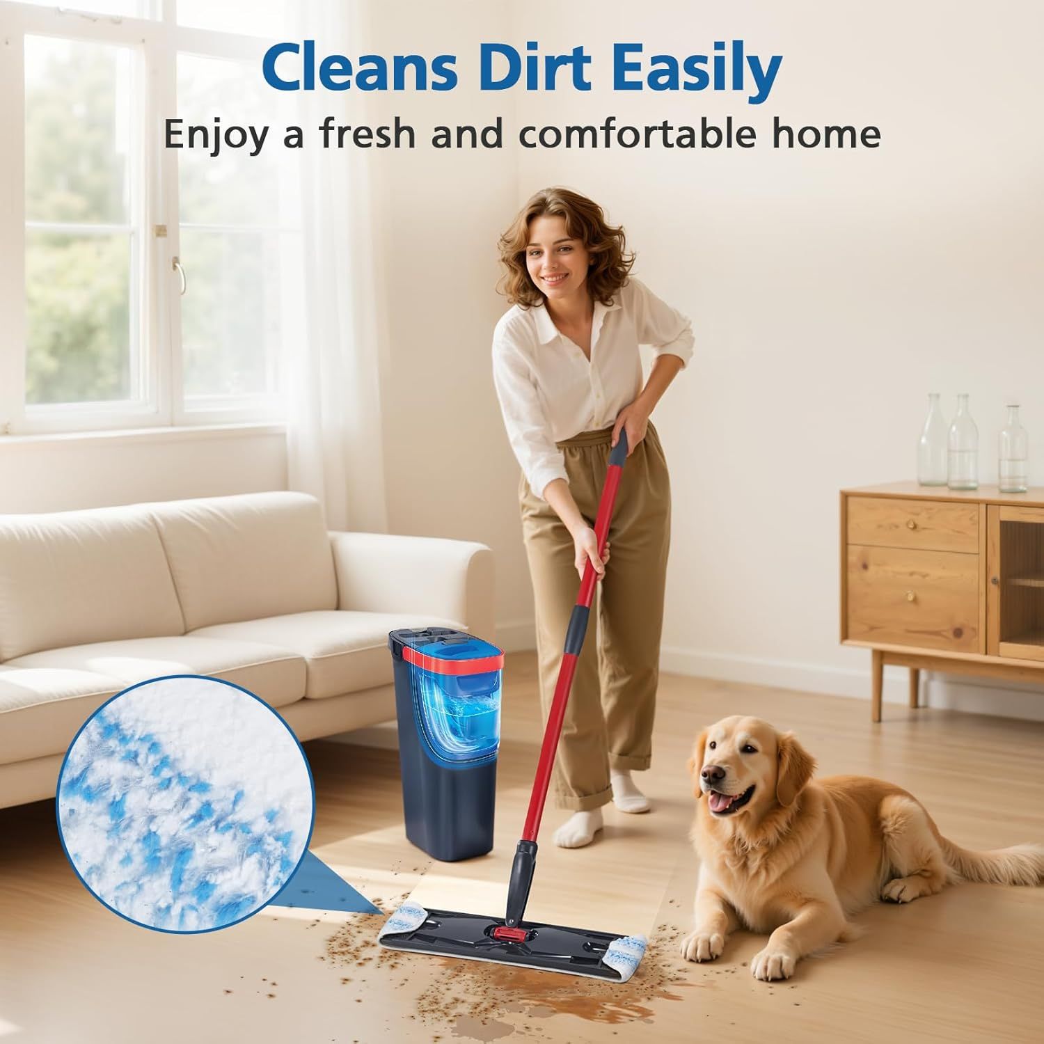 6 Pack H2prO Mop Pads Compatible with O Ceda H2PrO Flat Mop System, 100% Microfiber Mop Head Replacements, Washable and Reusable for H2prO Mop Refills, White - Image 6