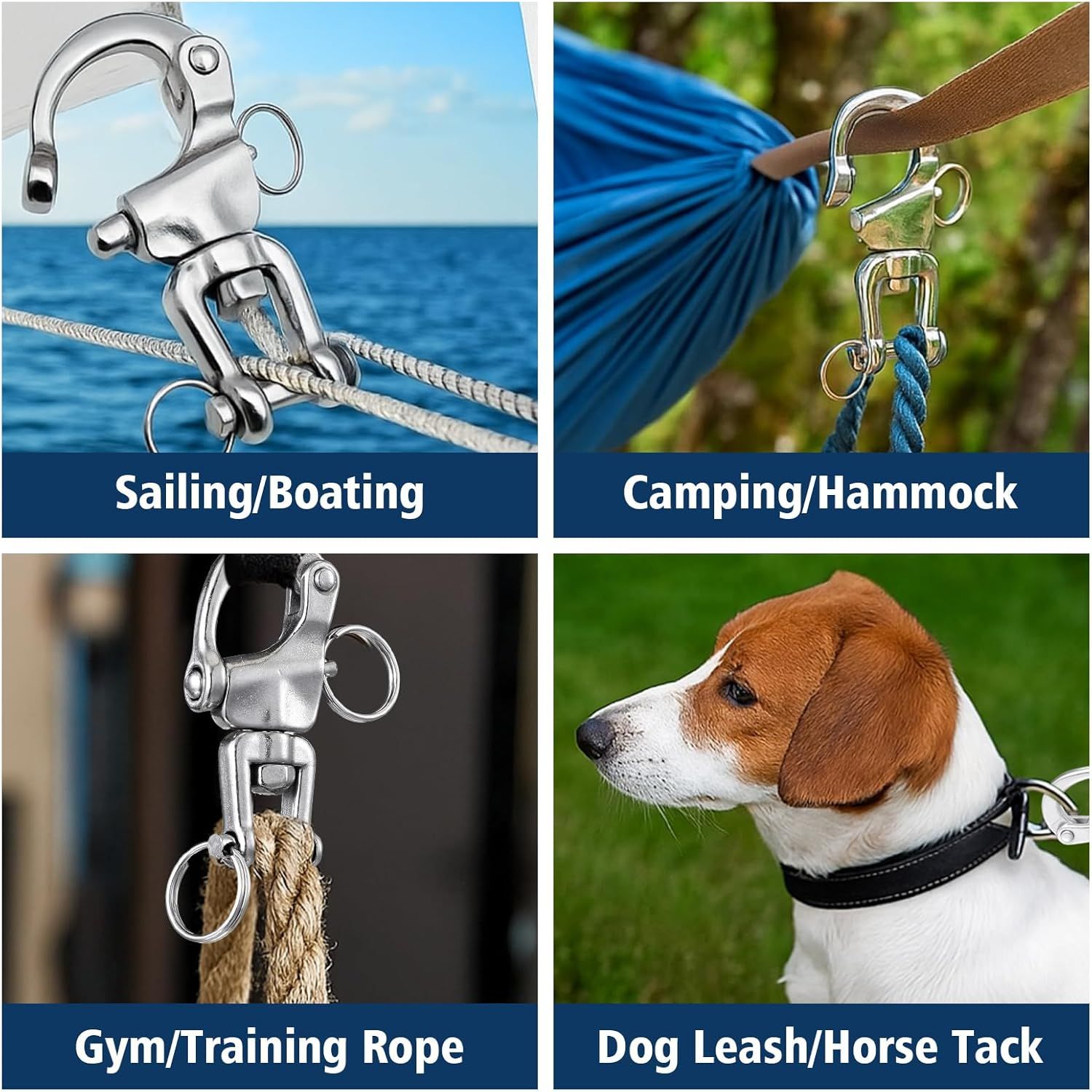 316 Stainless Steel Swivel Snap Shackle Clevis Quick Heavy Duty Release Spring Hook Marine Grade Sailing Halyard Shackle for Boat Rigging Industrial Lifting Climbing - Image 6
