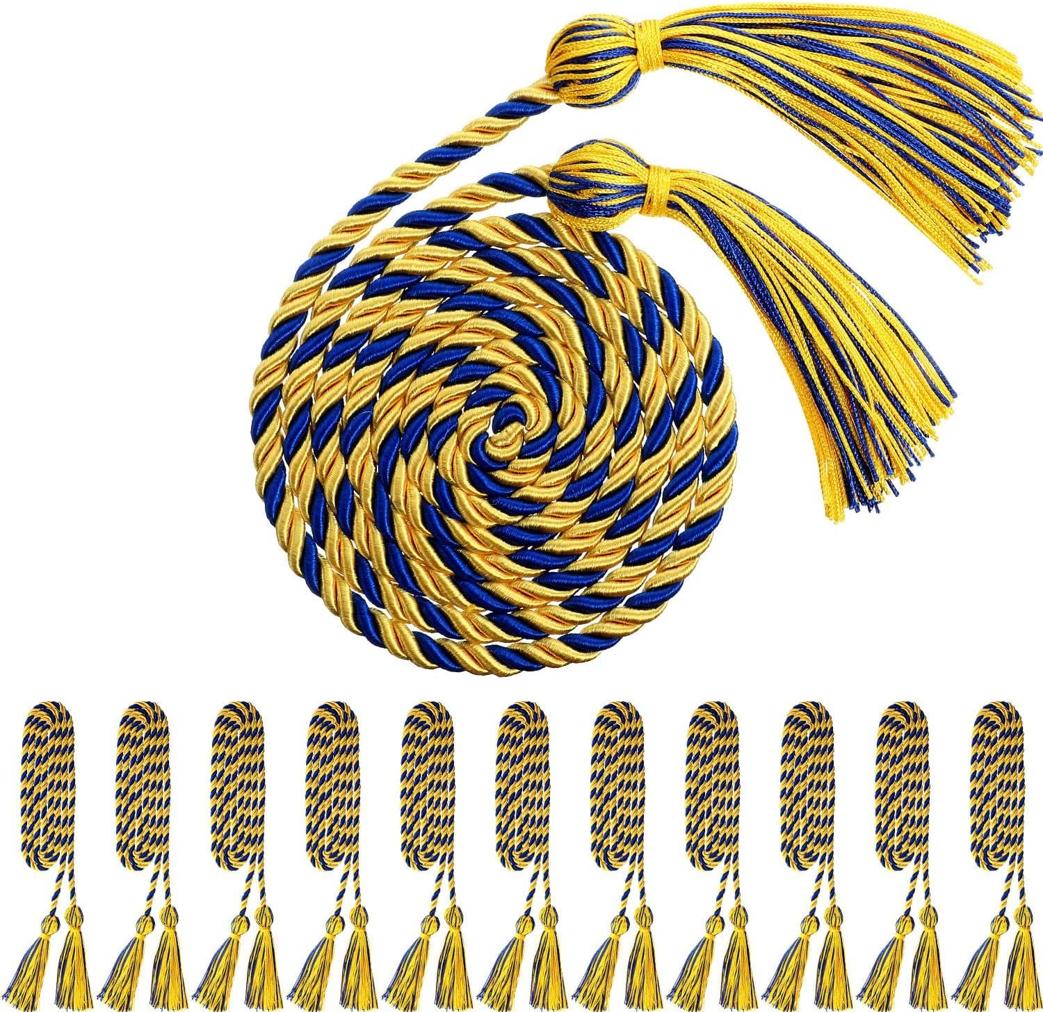 12pcs Graduation Rope Honor Cord Tassel Set, Graduation Accessories for Ceremony, Graduate Students Souvenir and Gift (Blue and Gold) - Image 1