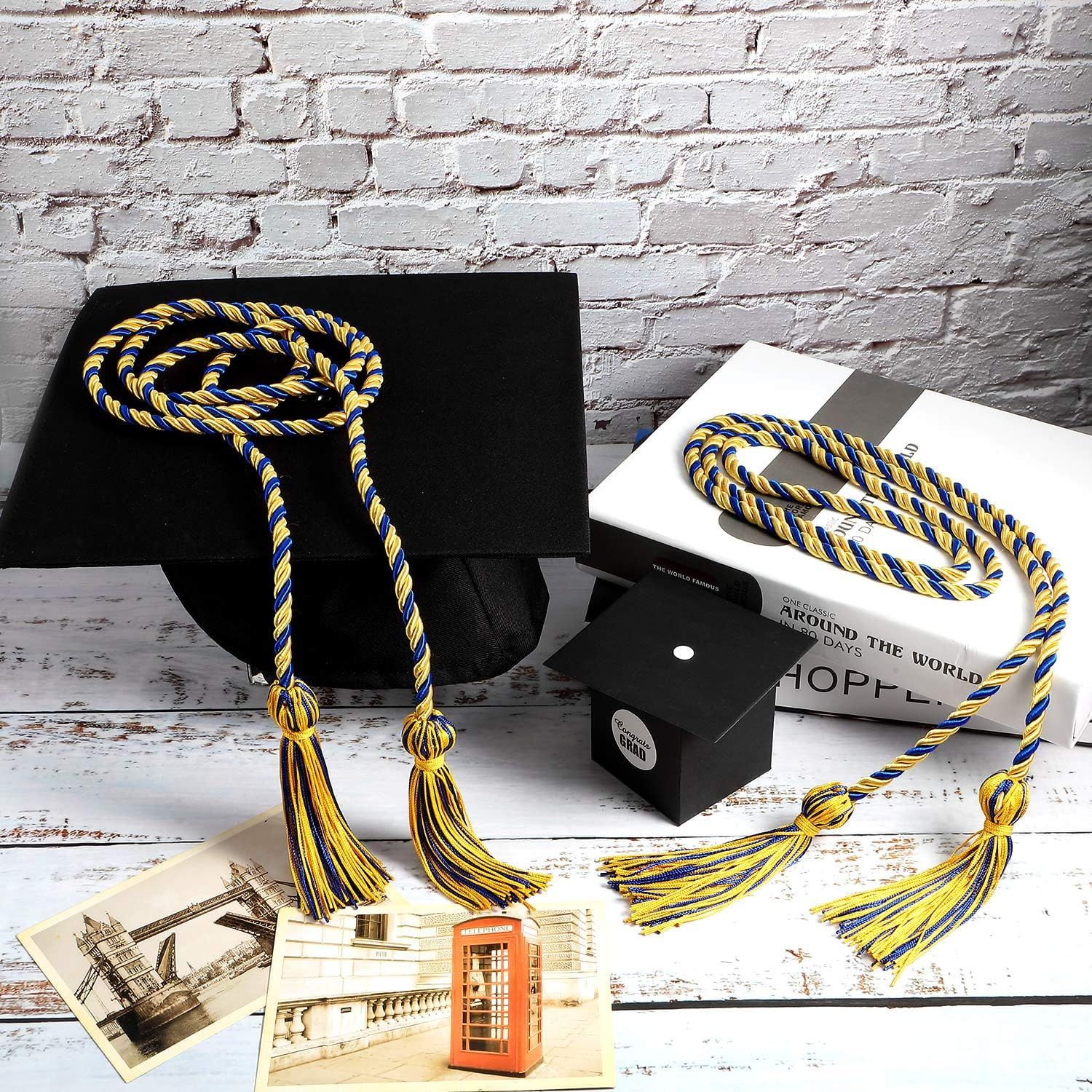 12pcs Graduation Rope Honor Cord Tassel Set, Graduation Accessories for Ceremony, Graduate Students Souvenir and Gift (Blue and Gold) - Image 2