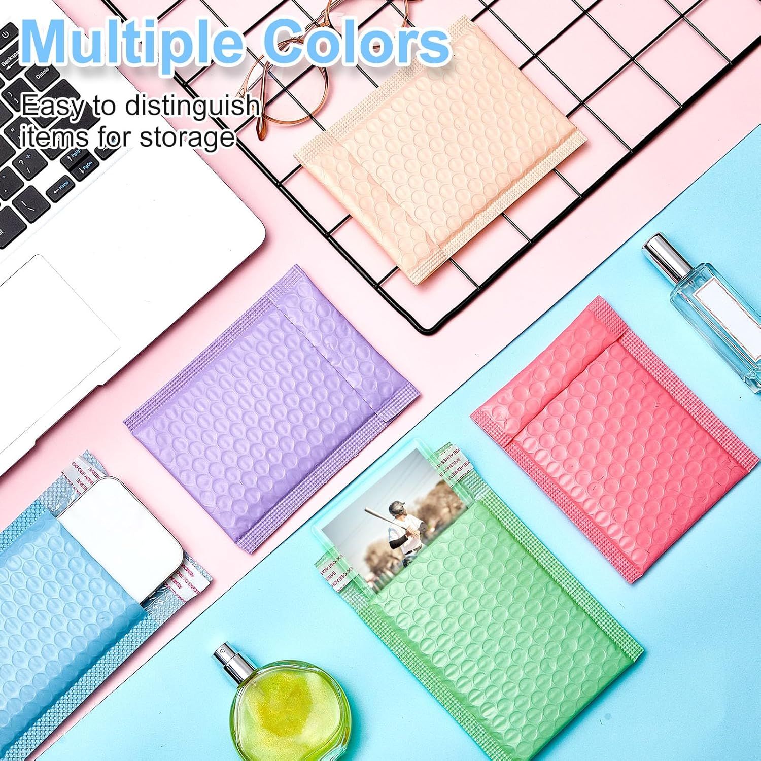 200 Pcs Bubble Mailer 4 x 6 Inch Small Shipping Bags Waterproof Padded Envelopes Self Adhesive Poly Bubble Packaging Envelopes Bulk for Shipping Mailing Trading Card Packaging (Pastel Color) - Image 6