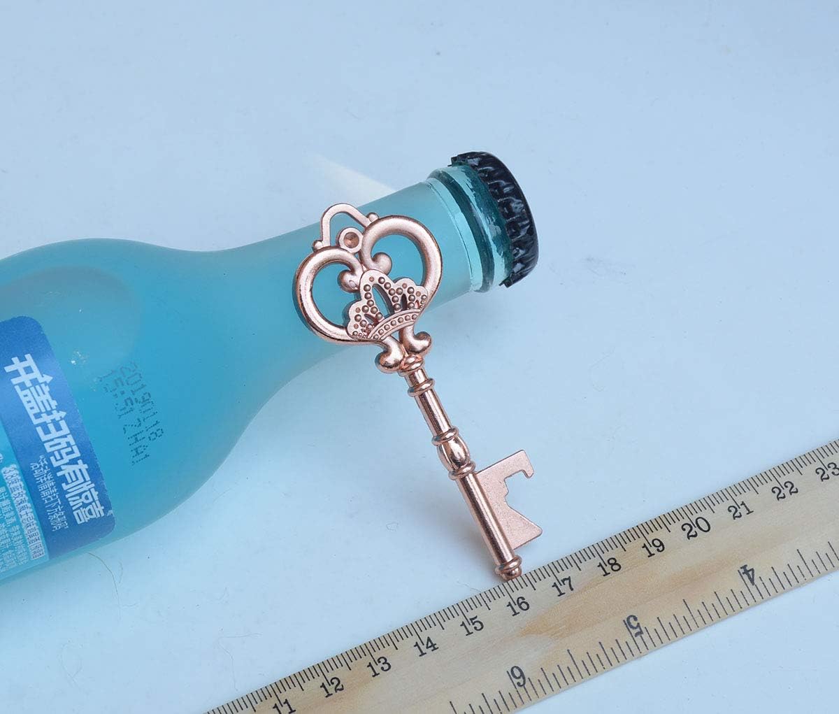 50pcs Rose Gold Skeleton Key Beer Bottle Opener With 100 Pcs Thank You Card and 98 Feet Hemp Rope for Wedding Party Favors - Image 5